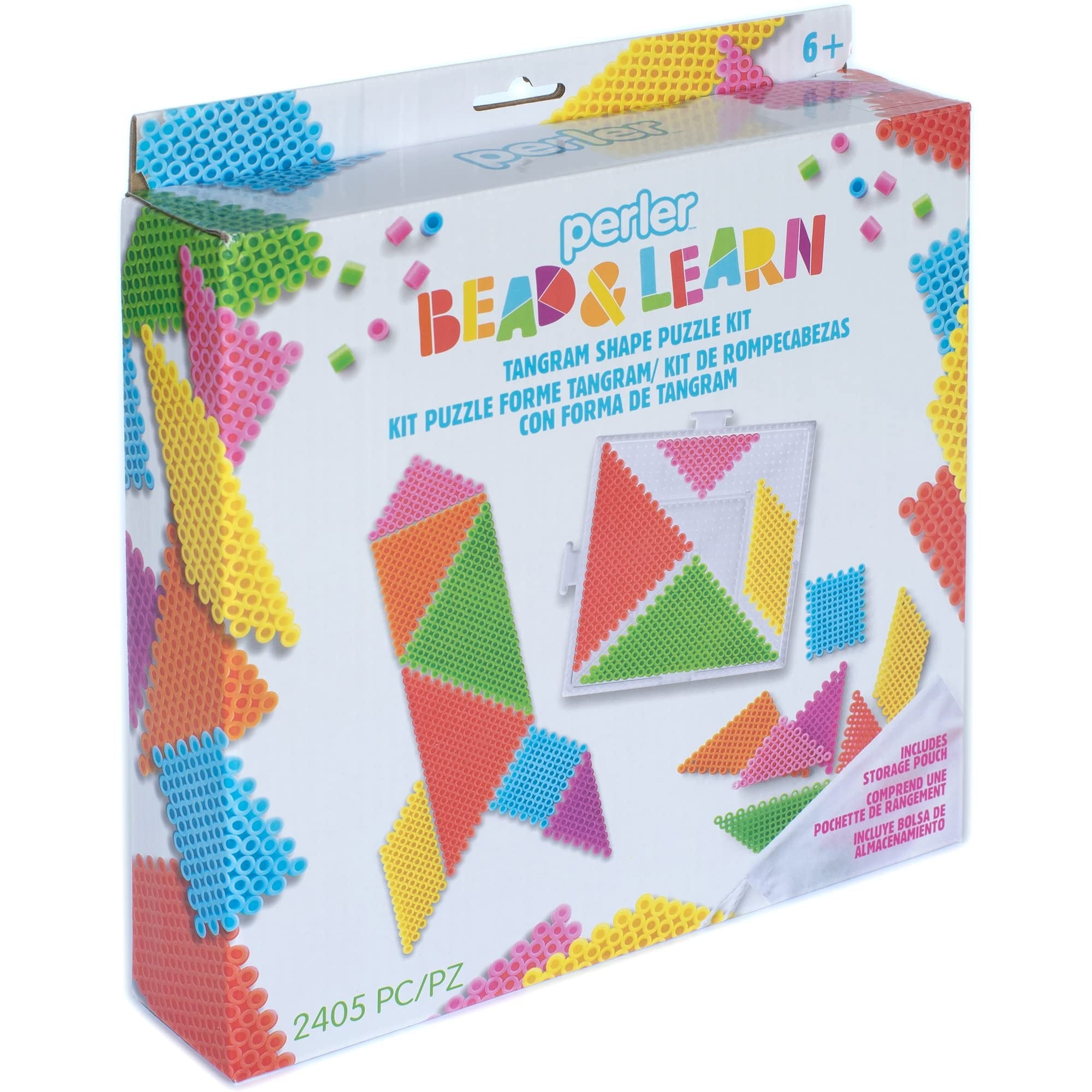 Perler Tangram Shape Puzzle Educational Fuse Bead Craft Kit for Kids, Multicolor 2404 Piece