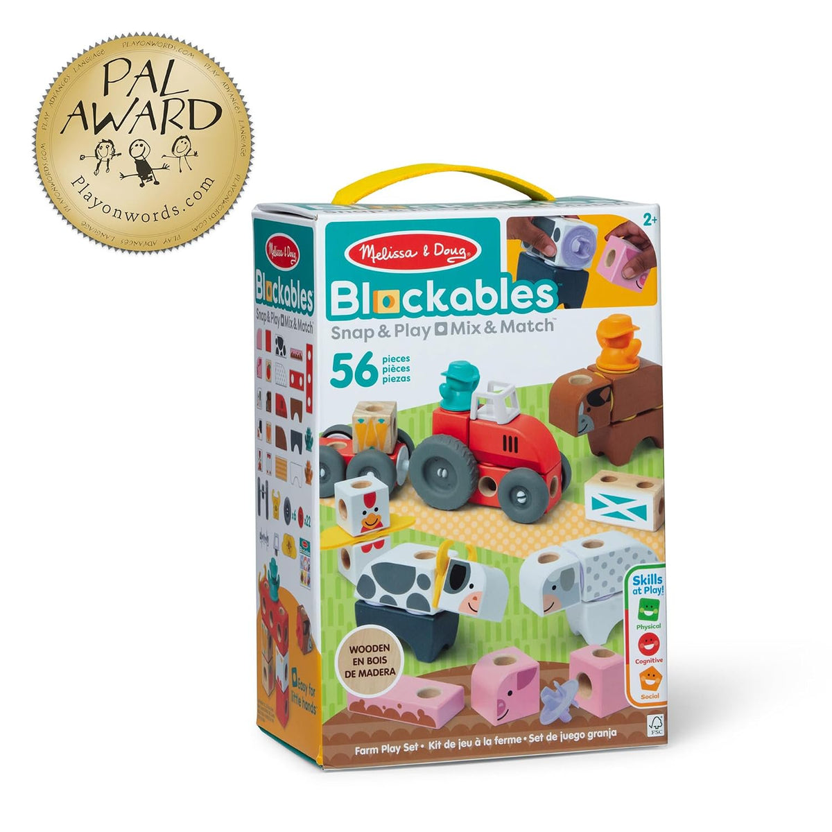 Melissa & Doug Blockables Farm Connectable Wooden Building Blocks Set