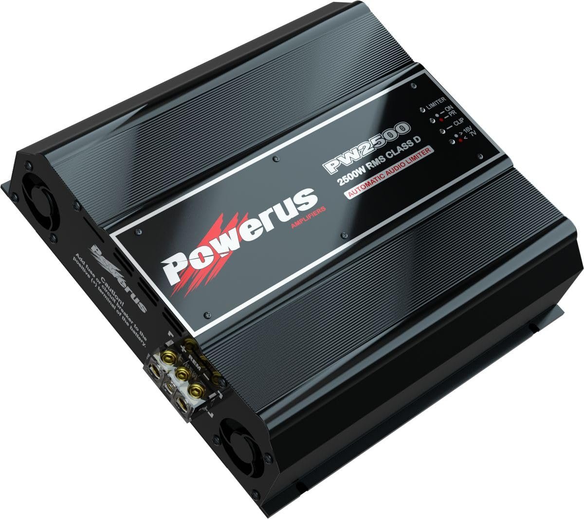 POWERUS2500.2 Car Amplifier Class D 2-Ohm 2500 Watts RMS Mono Amp Speaker Automatic Audio Limiter Advanced Protection Circuits - PW2500