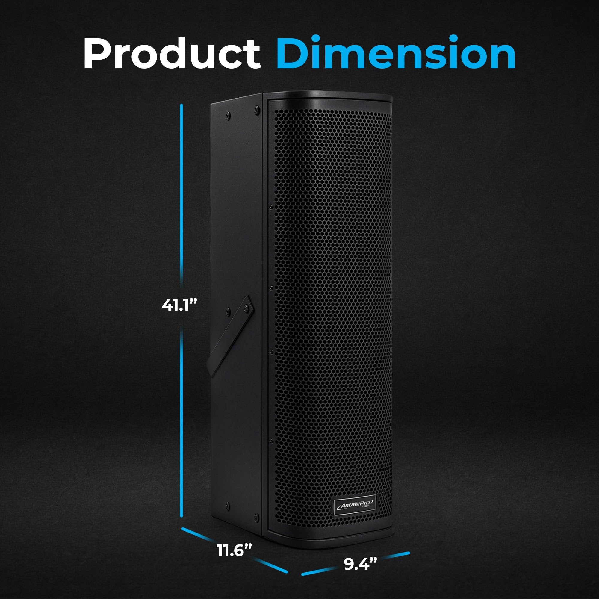 ANTAKRIPO Professional 1600W Powered Column Array Speakers – Active Wireless Speaker System with Digital Amplifier, DSP Control, USB, RCA/XLR, TWS Pairing & Master Volume Control