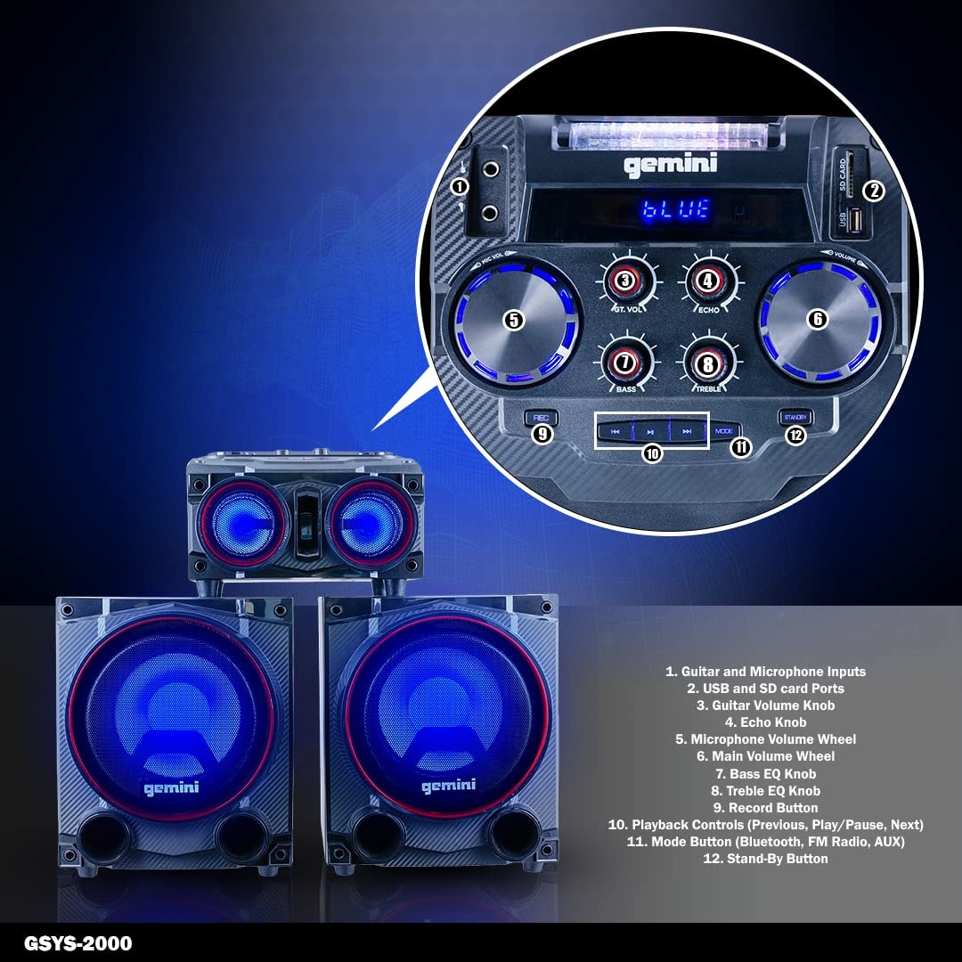Gemini GSYS2000 Gemini Home Party SYS with 2X8 WOOFER