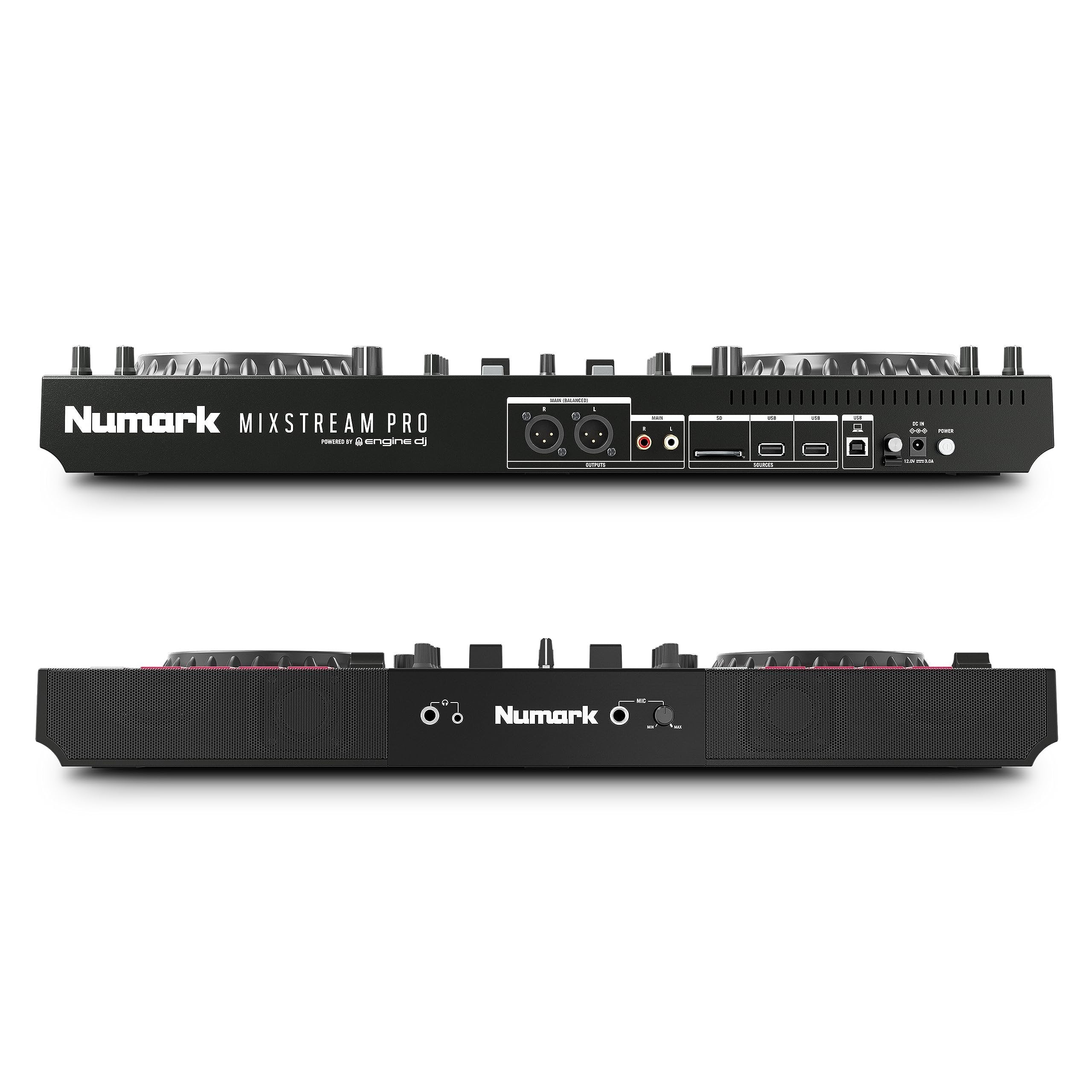 Numark Mixstream Pro Standalone System with Speakers, 7” Touch Screen, WiFi Streaming, 2 Channels & FX