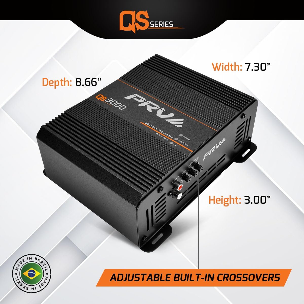 PRV Audio QS3000 2 Ohm 3000 Watt Amp Car Audio Amplifier Full Range HD Sound Monoblock 3K Car Amp with Built-in HPF and LPF Controls for PRO Audio Systems