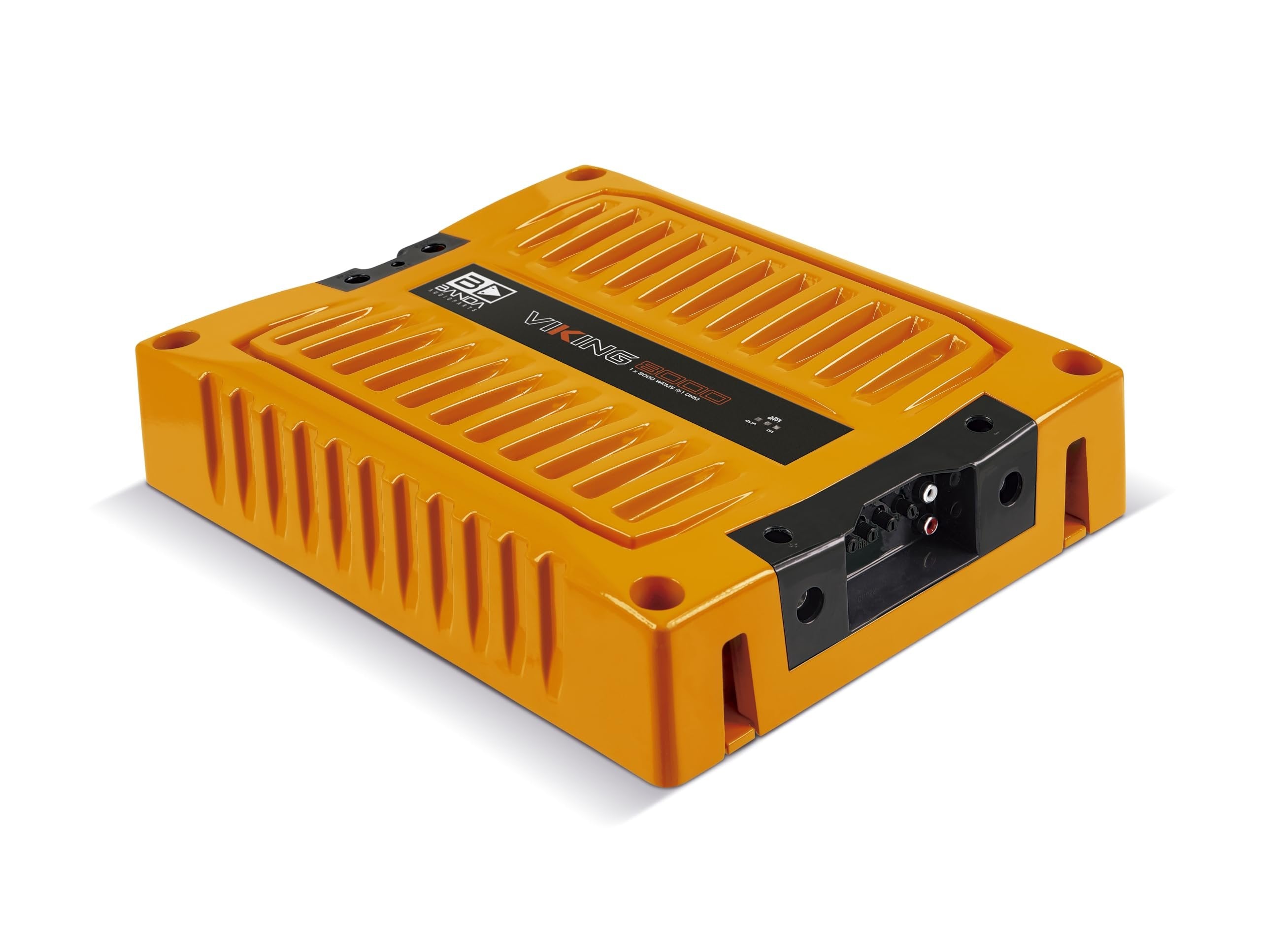 Banda VIK8000.1ORANGE New Viking 8000 Watts Rms Amplifier Audio Car Speaker 1-Ohm Full Range Crafted with Aluminum Chassis, LED Indicators - Orange