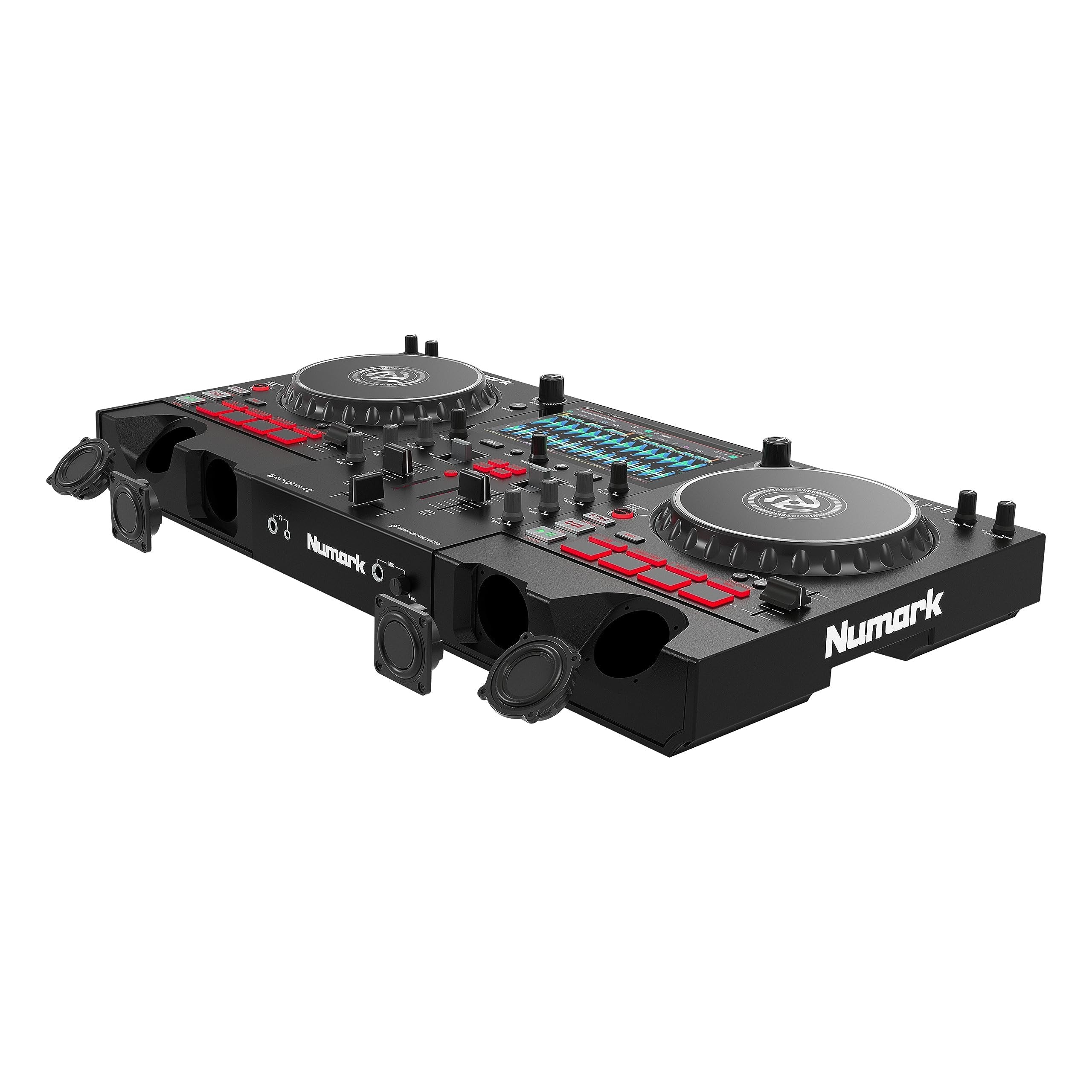 Numark Mixstream Pro Standalone System with Speakers, 7” Touch Screen, WiFi Streaming, 2 Channels & FX