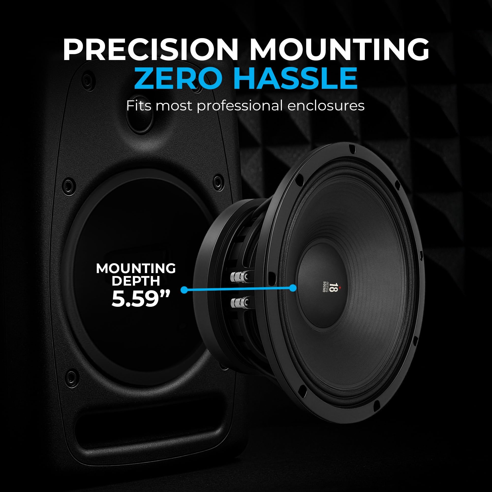 18 Sound 12 Inch Midrange Speaker, High Sensitivity 100dB 8 Ohm Woofer, 500W Power, 3" ISV Voice Coil, Audio Midbass Woofer for Touring & Concert Sound, Weather Treated Cone, Low Distortion Driver