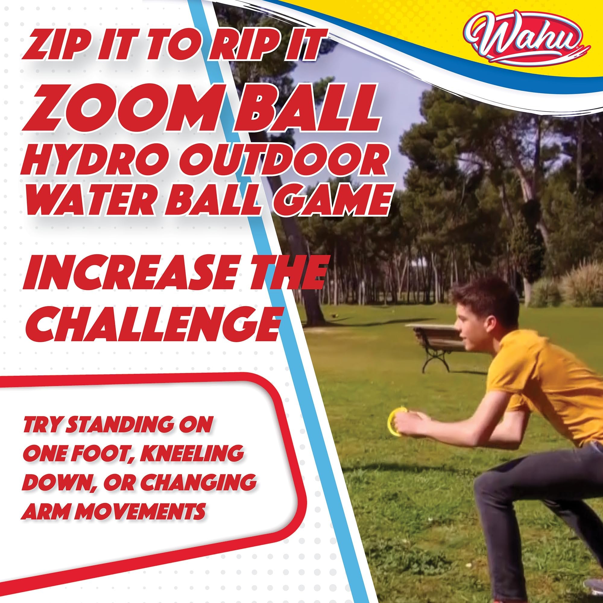 Wahu Zoom Ball Hydro Outdoor Toy with 7" Ball, 2 Handles, and 15 Water Balloons, Ages 8+, Multicolor