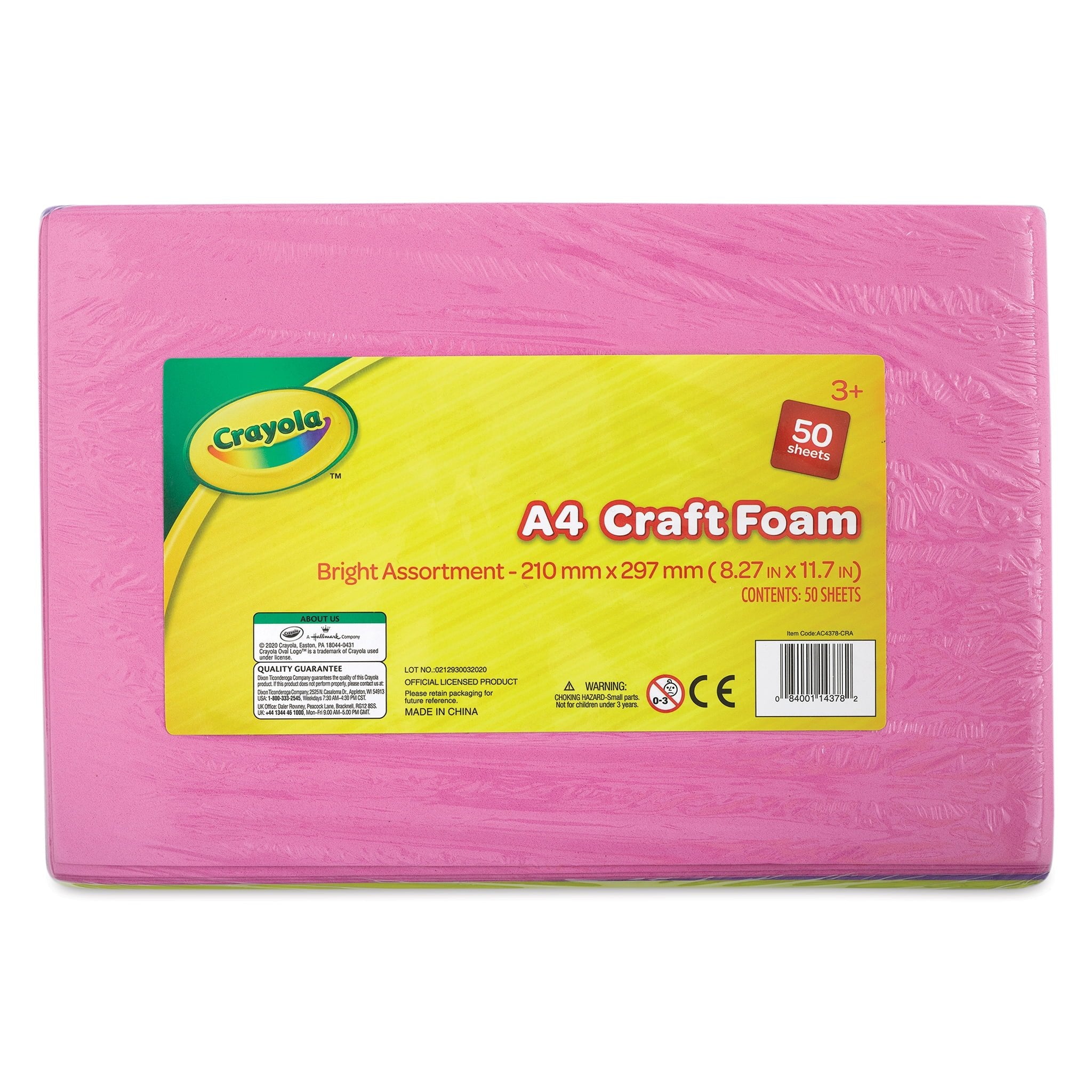 Crayola® Foam Sheets, 8-5/16" x 11-3/4", Assorted Bright Colors, Pack Of 50 Sheets