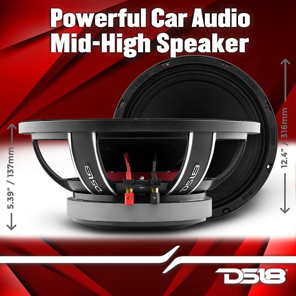 DS18 PRO-FU12.4 12" Mid-Range Loudspeaker, 1200 Watts, 600 RMS, 4 Ohms - Powerful Car Audio Mid-Range Speaker (1 Speaker)