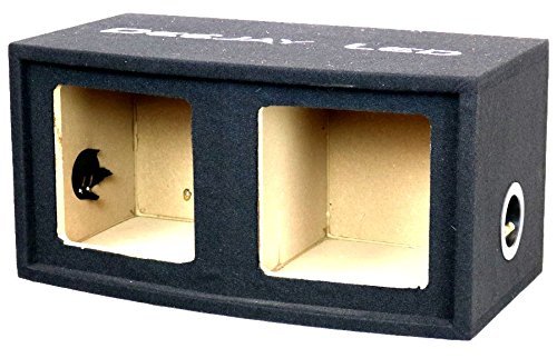 Robust Double 9-in Square Openings For Two 10-in Square Woofers Car Speaker Box 3/4 MDF Divergent Angles Isolated Chamber Design Two Sets of Side Terminals Gold Color DEEJAY LED 2X10SQUARESEALED