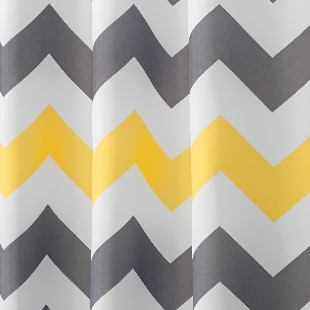 iDesign Chevron Stall Size Fabric Bathroom Shower Curtain - 54" x 78", Gray/Yellow
