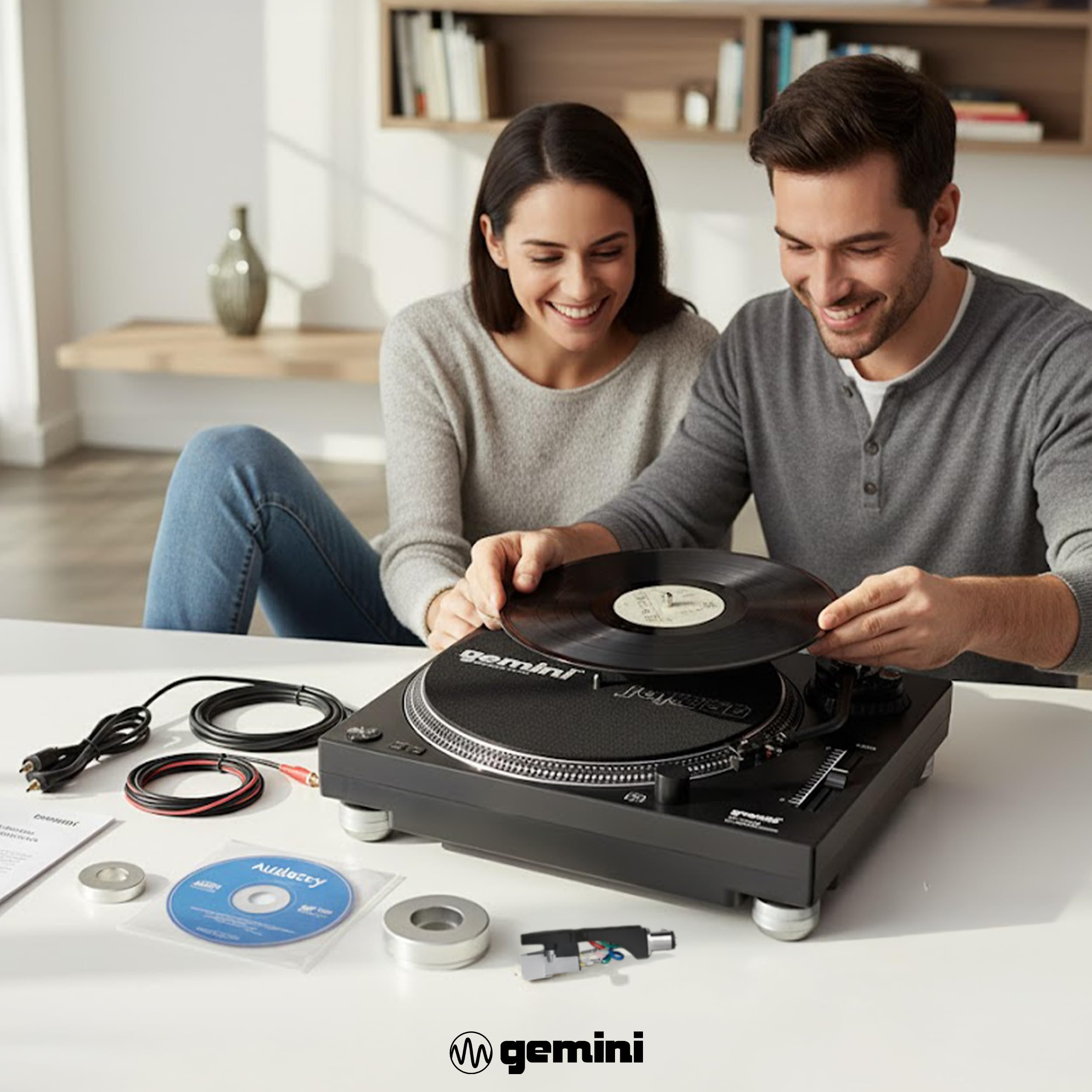 Gemini Direct Drive DJ Turntable for Vinyl Records – USB Turntable with Built-In Preamp, High Torque Motor, Pitch Control, S-Shaped Tonearm, 33/45/78 RPM (TT-5000)