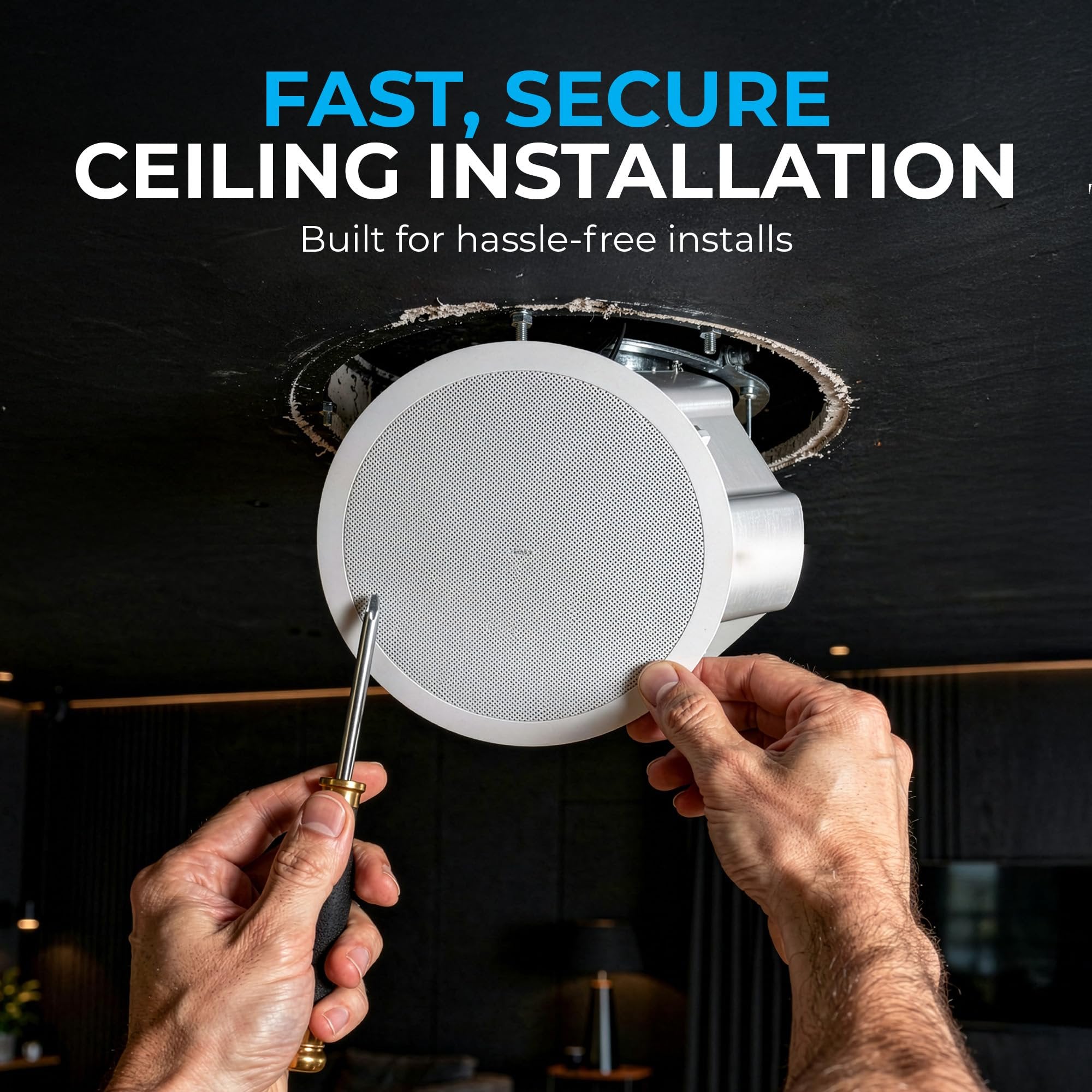 DEEJAY LED 8-Inch Coaxial Ceiling Speakers, in-Ceiling Full Range Loudspeakers Pair, 90W RMS / 360W Peak, 70V/100V or 8 Ohm, Ceiling Mount Speakers for Commercial Installations, Offices, Restaurants