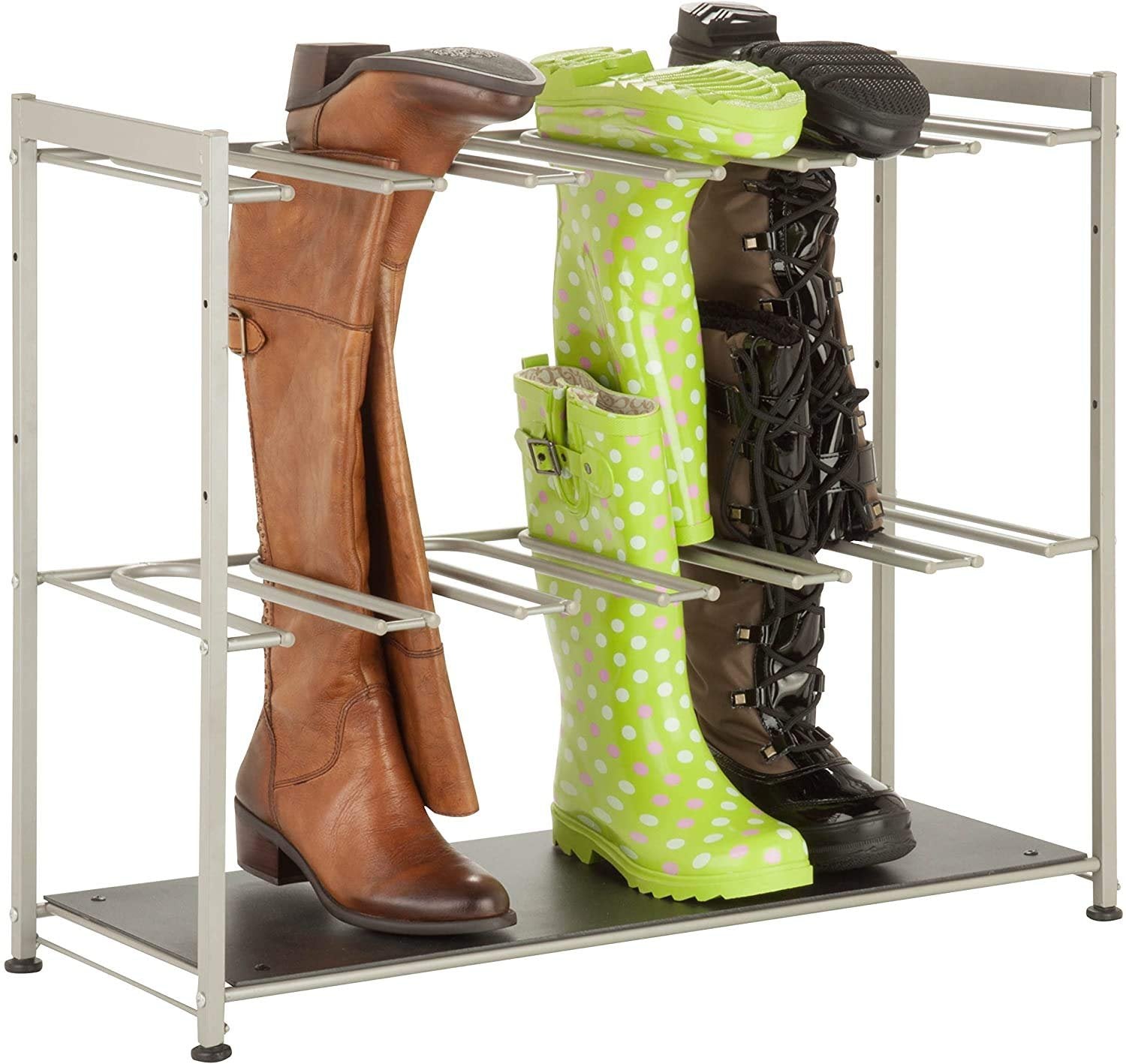 Honey-Can-Do SHO-02812 6-Pair Boot Rack, 27.5" x 10.75" x 22.5", Silver