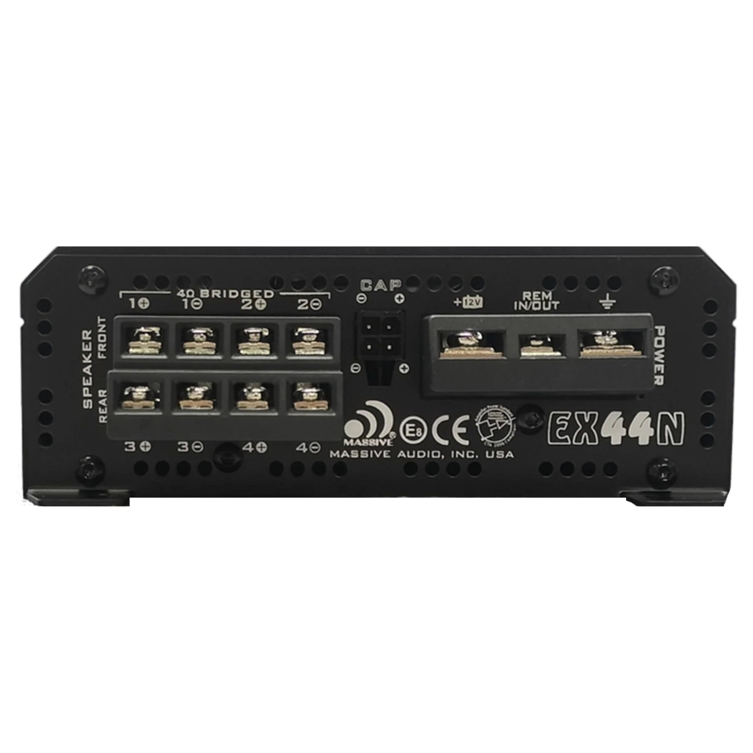 Massive Audio EX44N - Midrange Speaker Amplifier, 100 Watts x 4 RMS, 4-Ohm, 4-Channel Class A/B Amplifier, Built-in Auto Sensing Turn-on via Hi-Input