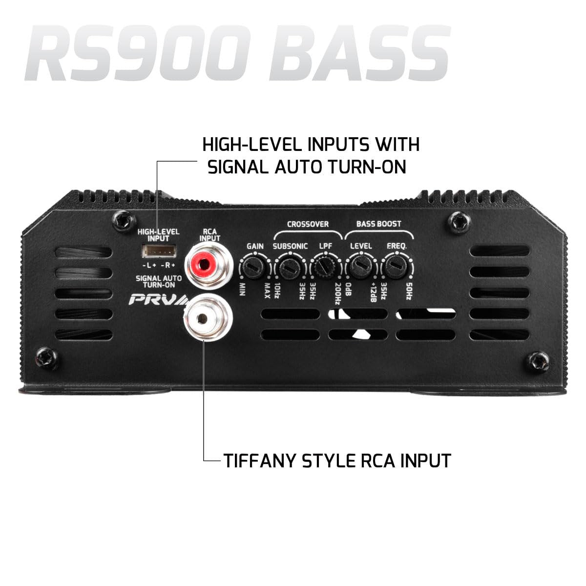 PRV AUDIO 900 Watts Mono Subwoofer Car Audio Amplifier RS900 BASS 1 Ohm – 12 Volts Monoblock Class D Amp, Built-in Crossover & Bass Boost with High Level Inputs