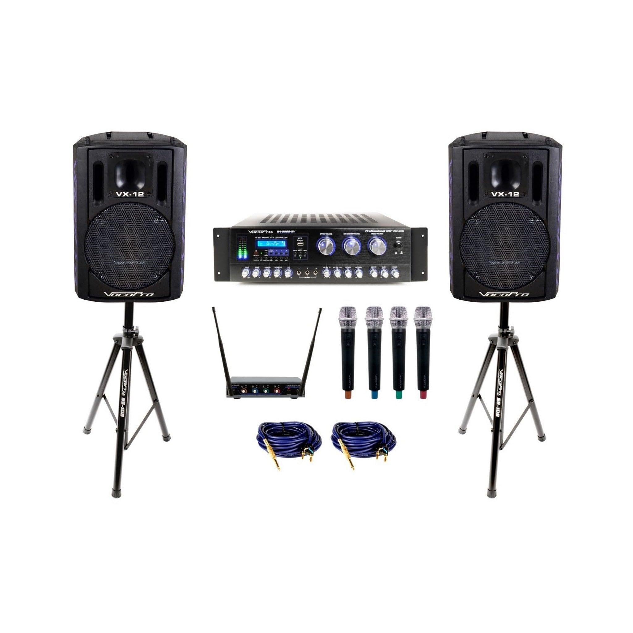 VocoPro KDJ-Star UHF Wireless Microphone Karaoke Speaker System, 12-Inch 600W