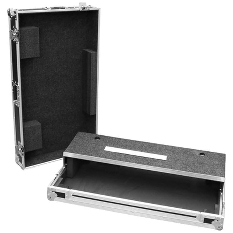 DEEJAY LED TBHOPUSQUADLT Flight Road Case with Laptop Shelf and Wheels DJ Controller Mobile Equipment Housing Storage Box - Heavy Duty 3/8-inch Plywood ATA Style Road Case with Removable Front Panel