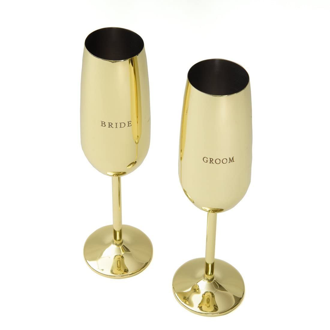 Style Me Pretty Gartner Studios Bride and Groom Toasting Flutes, Gold, 2 Pieces, 11" x 8" x 3.5"