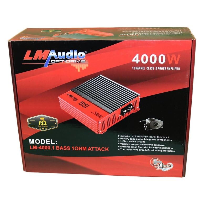 Luna Morena LM-4000.1BASSATT Bass Car Audio Amplifier 4000 Watt 1 Channel Subwoofer Amp 1 Ohm with Dial Adjust Bass Boost Subsonic Filter