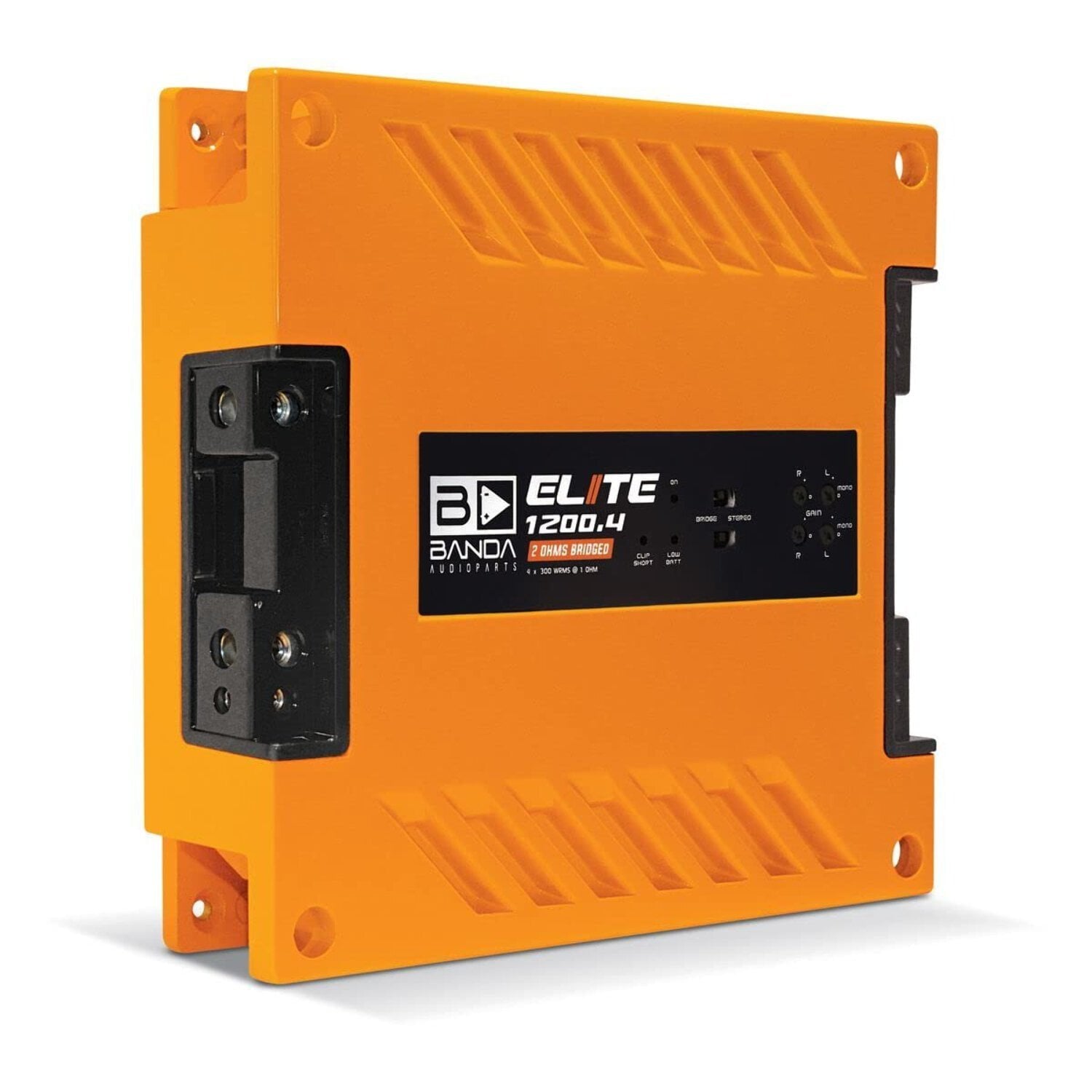 Banda 1200.41OHMORANGE 1200W 4 Channel 1 Ohms Car Amplifier, Orange