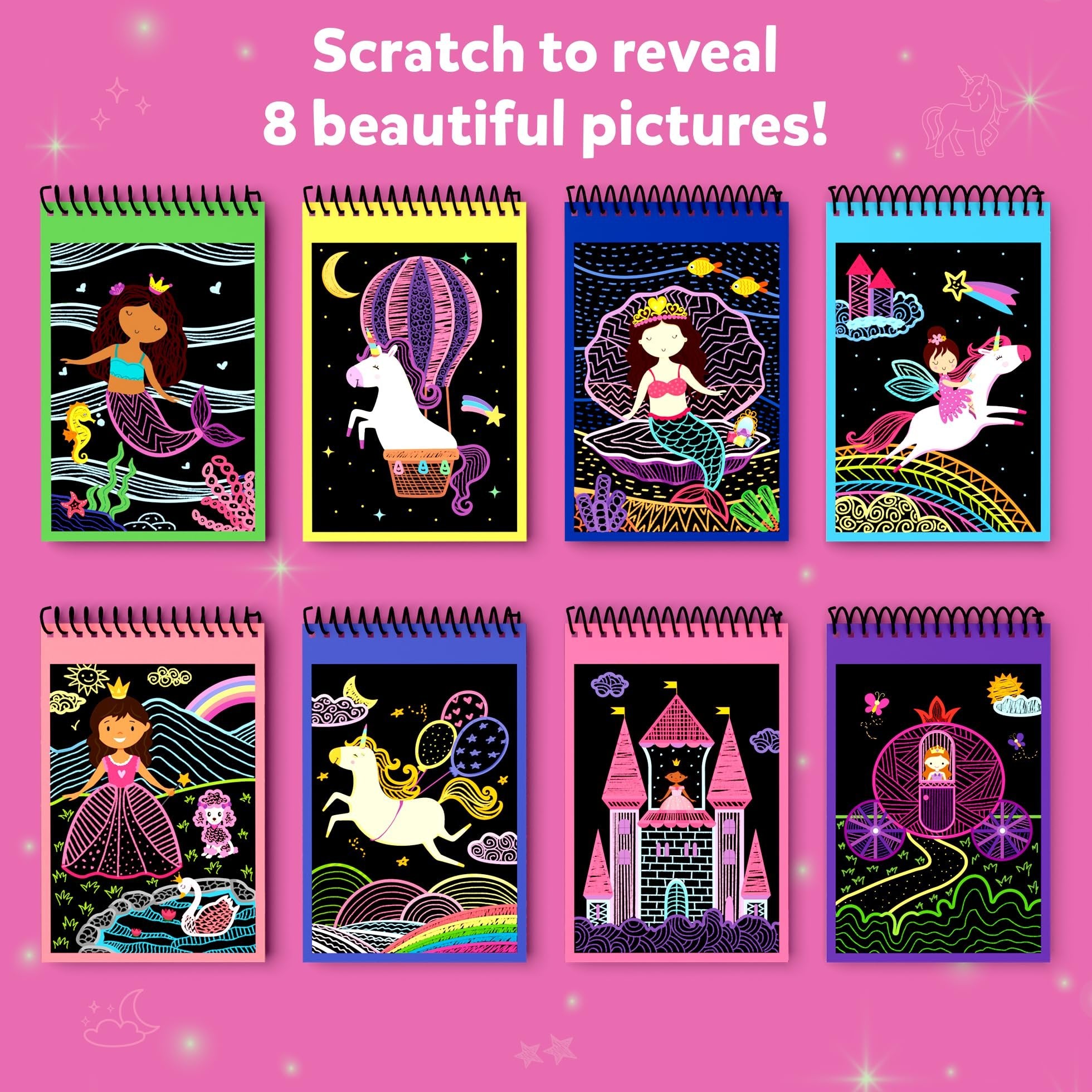 Skillmatics Party Favors (Pack of 15) - Magical Scratch Art Set for Kids, Unicorns & Princesses, Pink Goodie Bag, DIY Art & Craft Activity, Gifts for Girls, Boys Ages 3, 4, 5, 6, 7, 8
