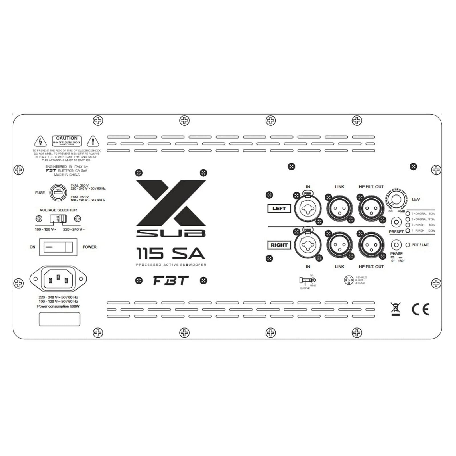 FBT X-SUB115SA Active 15" Subwoofer (Each)