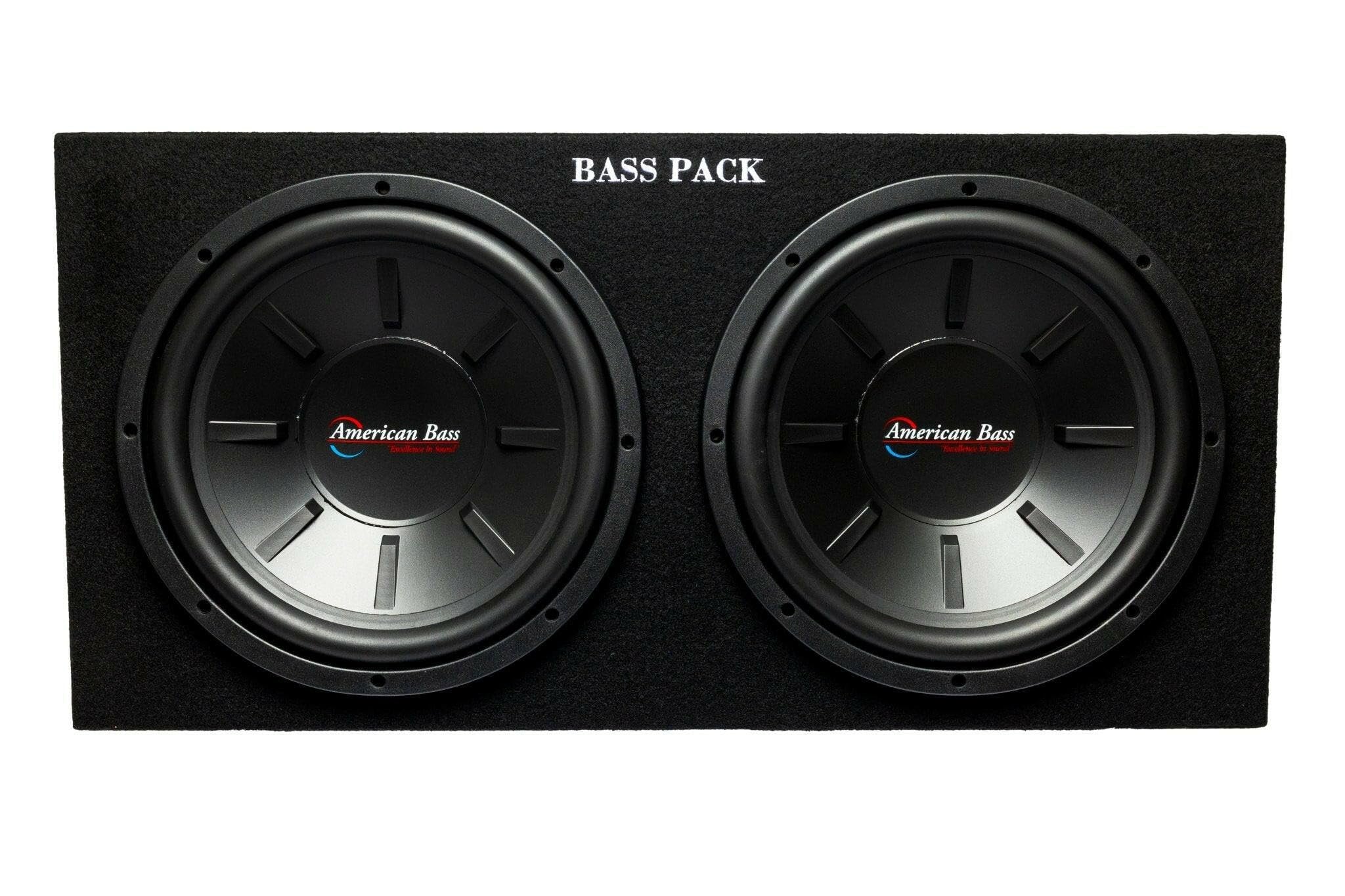 American Bass Dual 12-Inch Loaded Subwoofer Enclosure with Amplifier, 700W Car Subwoofer and 350W Amp Combo with Crossover and Gain Control, Car Audio Entertainment System