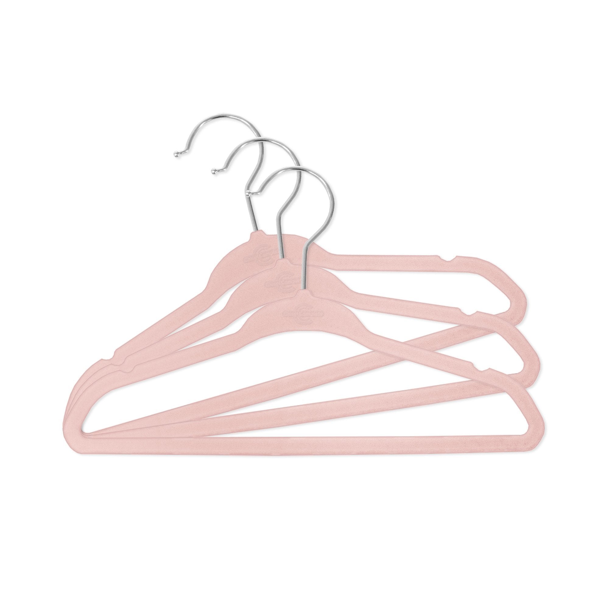 Closet Complete Baby Velvet Hangers, Premium Quality, True-Heavyweight, Virtually-UNBREAKABLE, Ultra-Thin, Space Saving No-Slip, Perfect Size for Babies 0-48 months 360° SPIN, Chrome Hooks, Pink, 25 pc