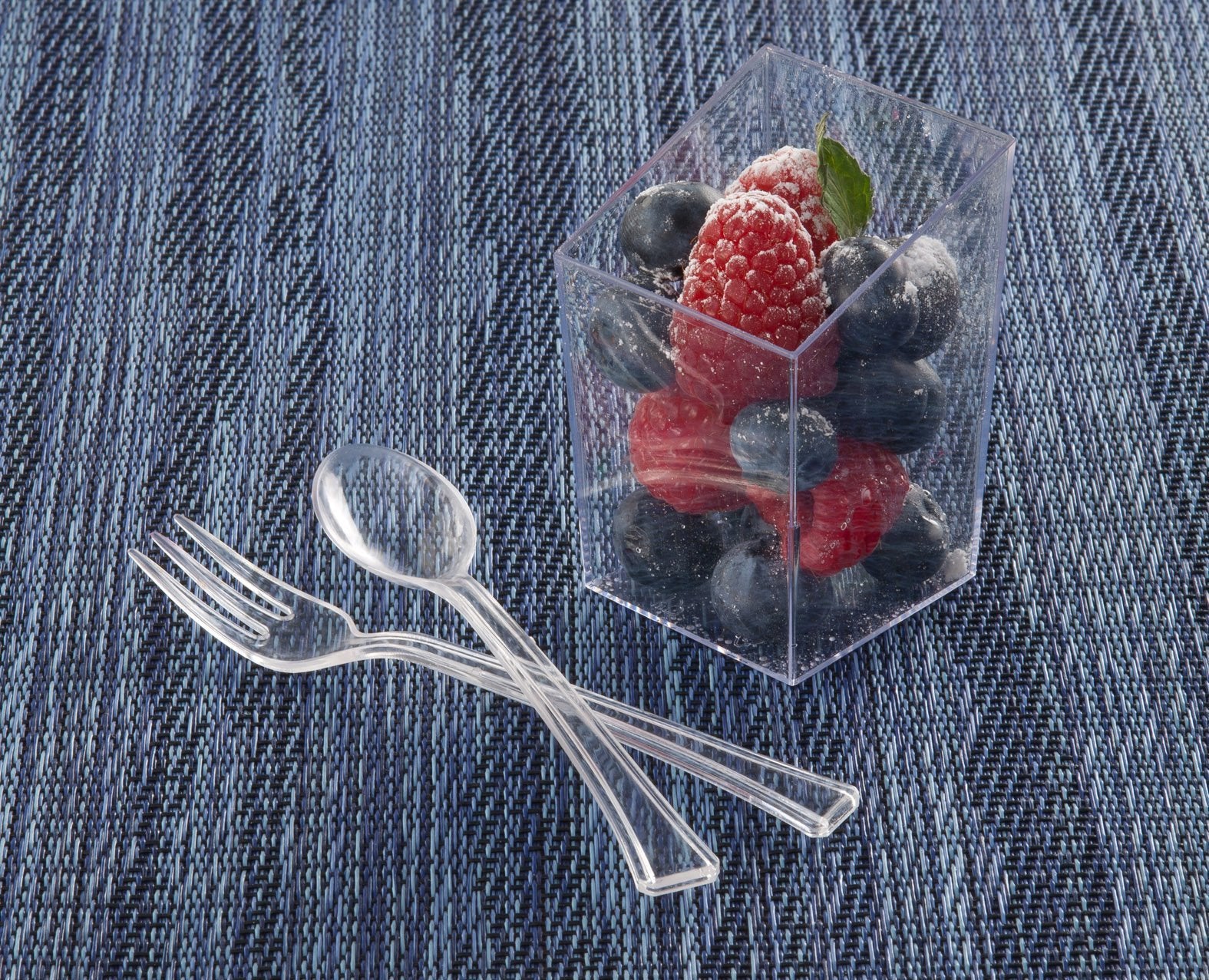 Lillian Tablesettings 48 Count Mini Plastic Spoons and Forks Combo, Clear