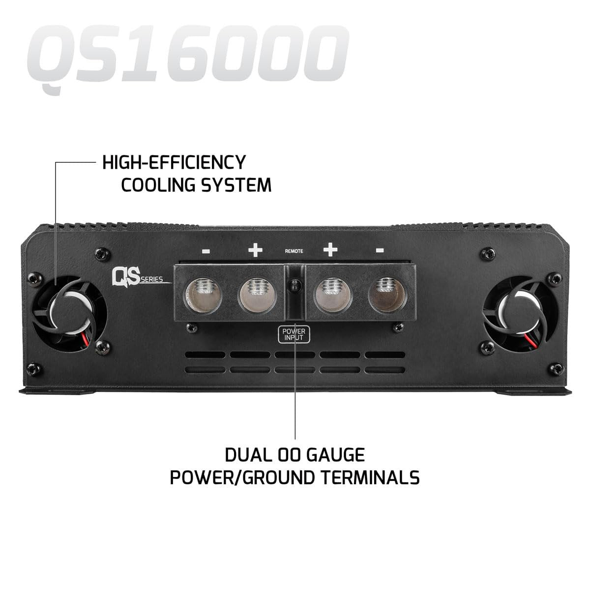 PRV Audio QS16000.1 QS Series Full Range Class D 12-Volt Amplifier PRO Audio Loudspeakers Compact 1 Channel Car Audio Amp 16000 Watts RMS at 1 Ohm