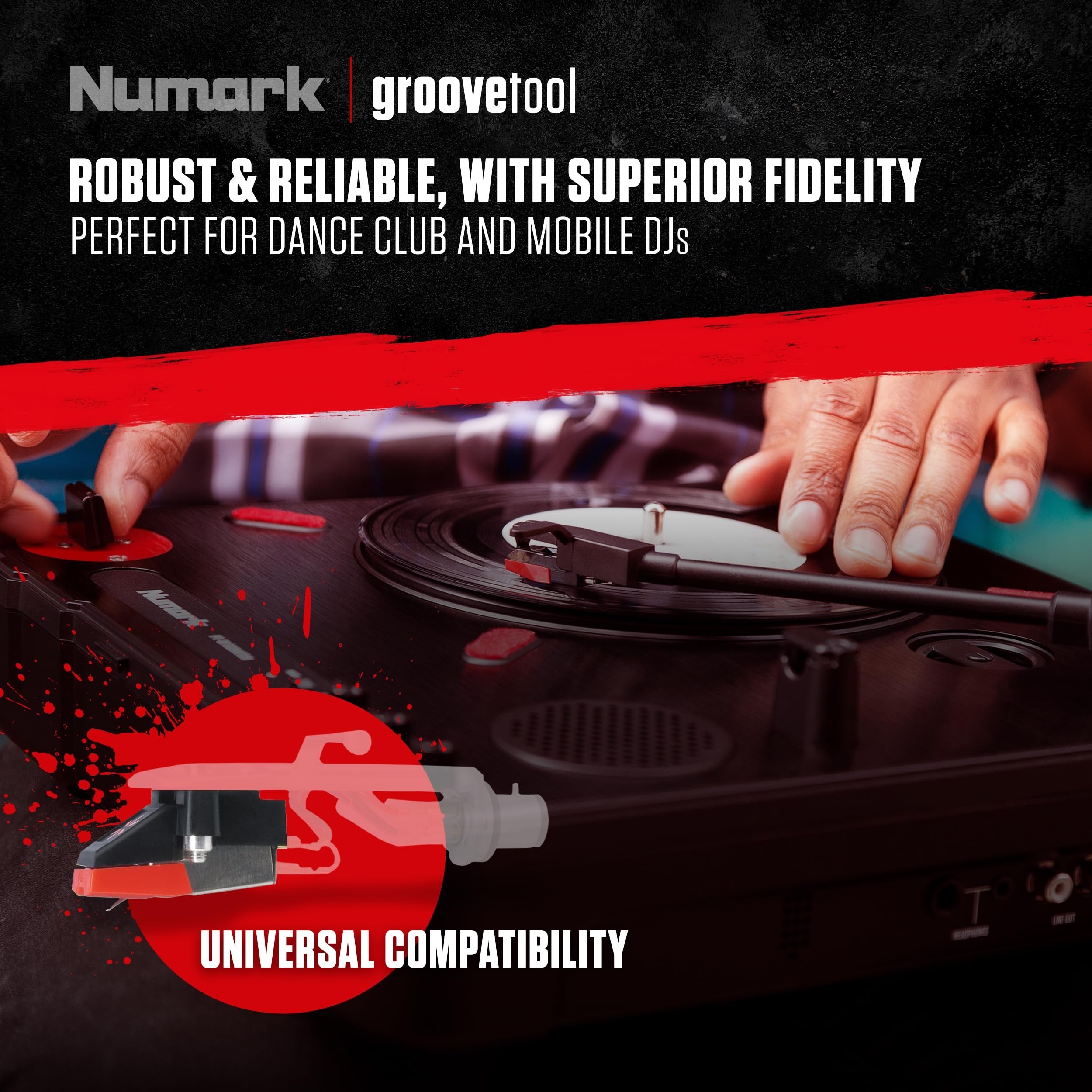 Numark Groove Tool | Adjustable Cartridge & Replaceable Diamond Tipped Stylus, For Connection to Traditional Headshell Mounts
