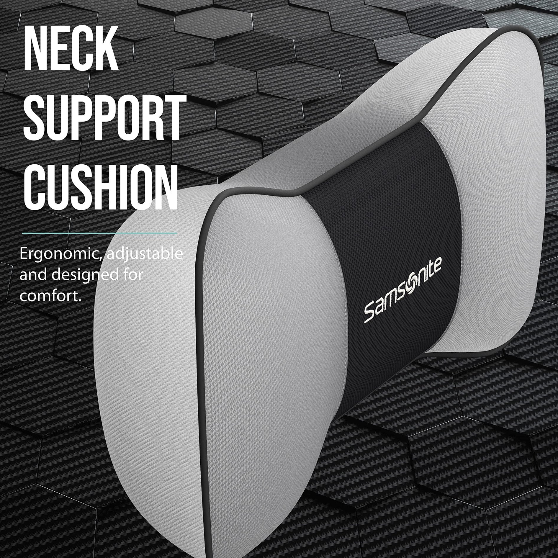Samsonite Neck Pillow for Car – Ergonomic Memory Foam Headrest Cushion – Car Seat Support for Driving Comfort – Compact Neck Rest – Travel Pillow for Long Road Trips