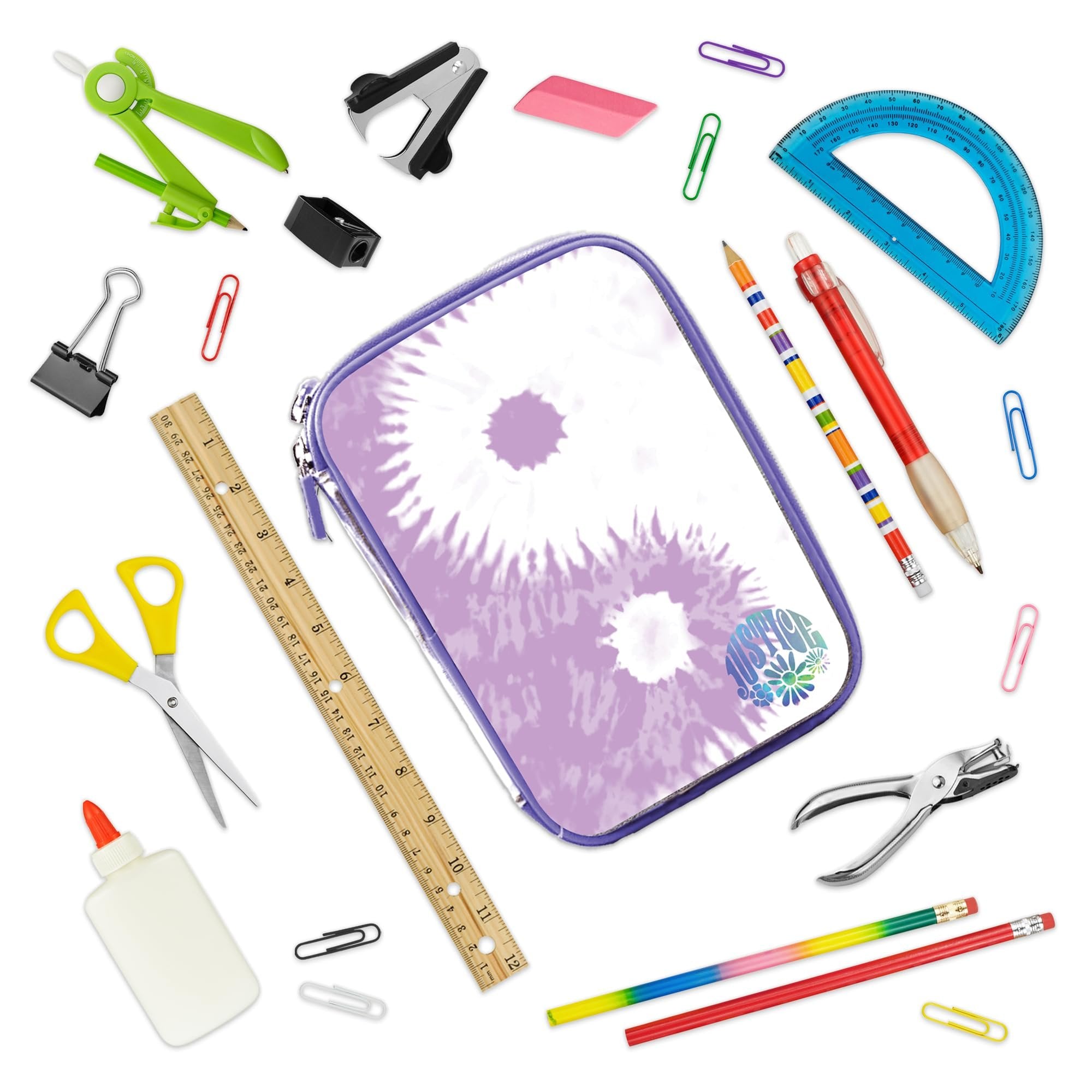 Innovative Designs Justice Pencil Case Organizer, Pen or Pencil Pouch with Zipper for Art Supplies or Stationery