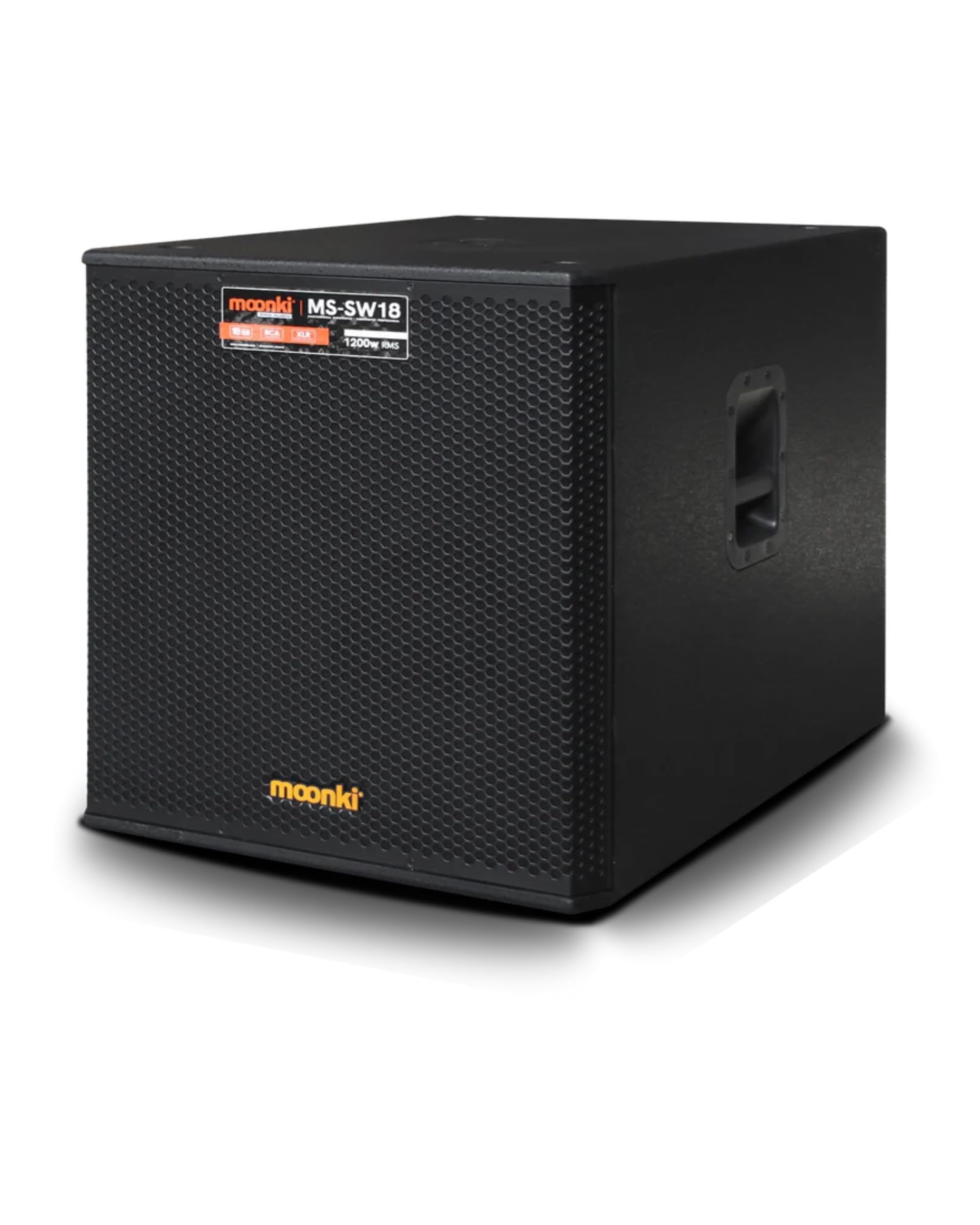 Moonki Sound MS-SW18 18-inch Subwoofer Portable Pro Audio DJ Speaker 4 Ohm 1200 Wrms LED Indicator XLR/RCA Inputs