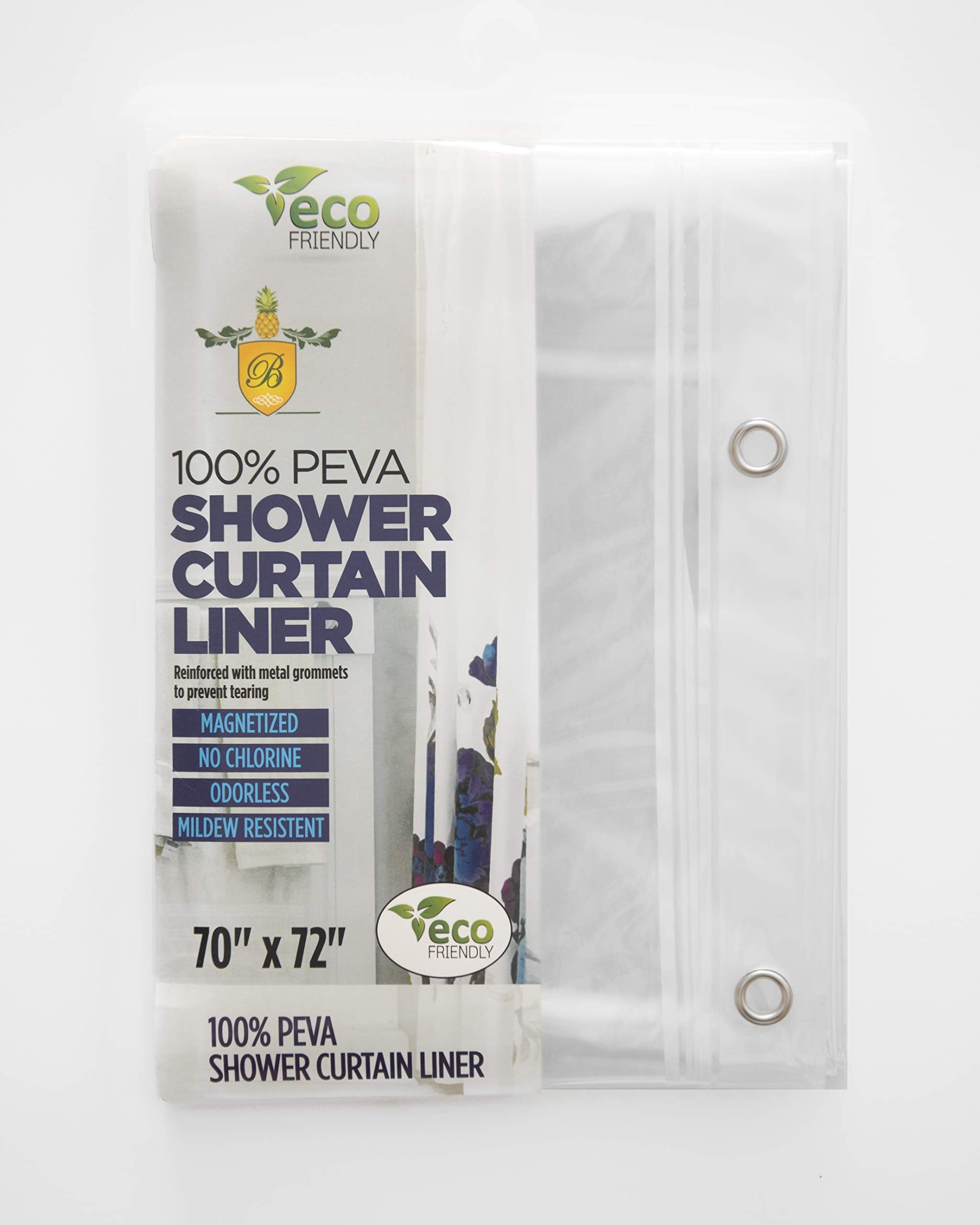 BRODER MFG. INC. - Premium PEVA Shower Curtain Liner 70"x72" Waterproof Heavy Duty Shower Curtain Liner (Super Clear)