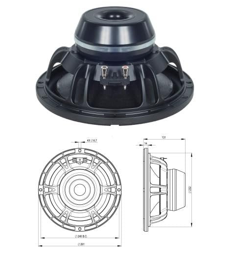B&C Speakers 10BG76-4 LF Drivers 10-Inch NEO Rolled Edge Woofer 4- Ohms Pro Audio Component Speaker Driver for Motorcycle Car