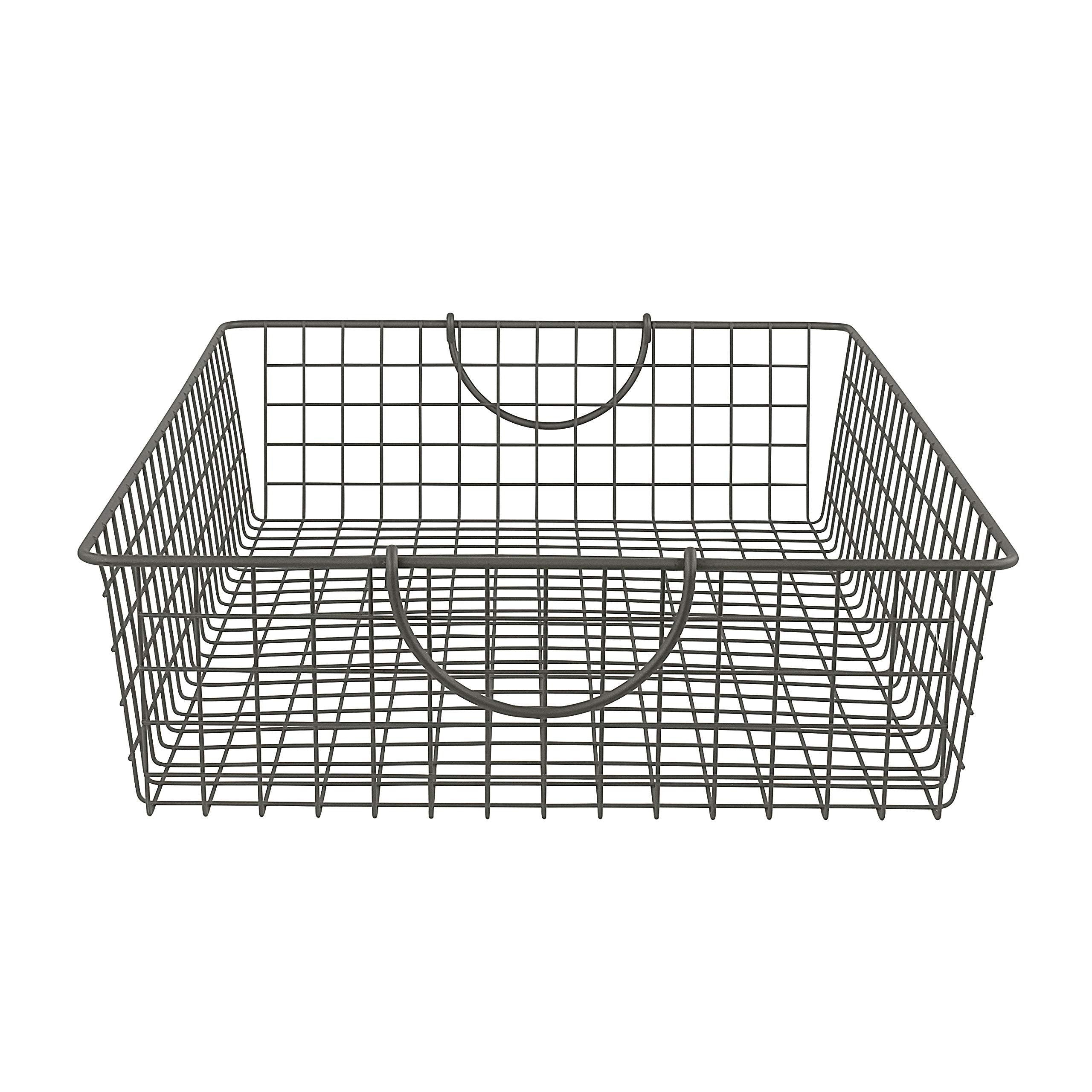 Spectrum Stowaway Wire Large Basket (Industrial Gray) - Storage Bin & Décor for Bathroom, Closet, Pantry, Under Sink, Toy, Shelf, Kitchen, & Nursery Organization