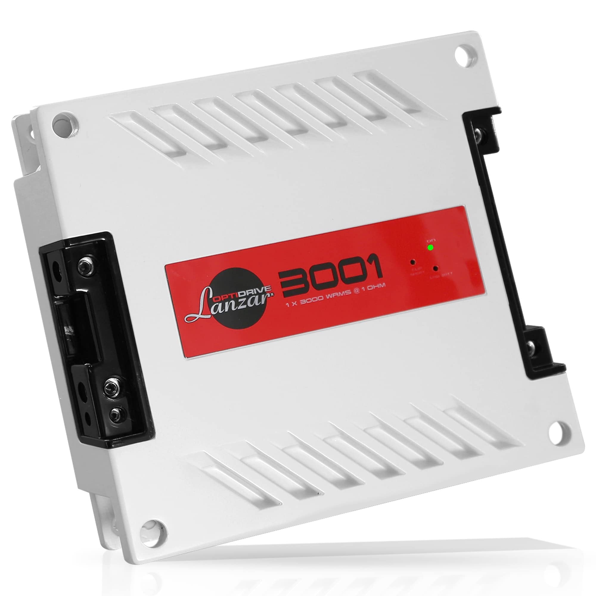 Jovial One Channel Car Audio Mono Amplifier, 3900 Watt Max @ 1 Ohm High-Powered Mono Car Amplifier with Subsonic Filter and Low Pass Filter, Cooling Fans, White