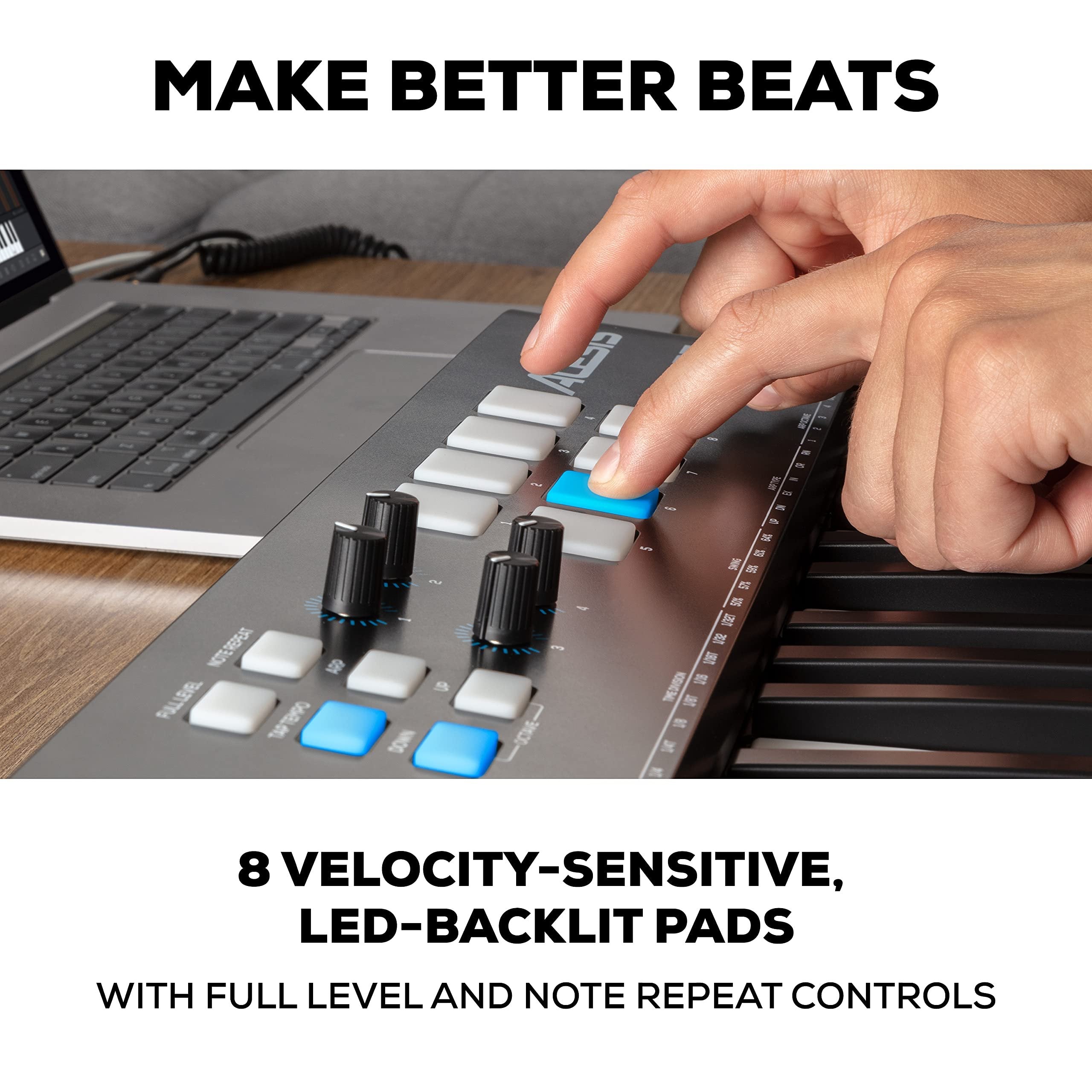 Alesis V25 MKII USB MIDI Keyboard Controller with 25 Velocity Sensitive Keys, 8 Full Level Pads, Arpeggiator, Pitch/Mod Wheel, Note Repeat and Software Suite,black