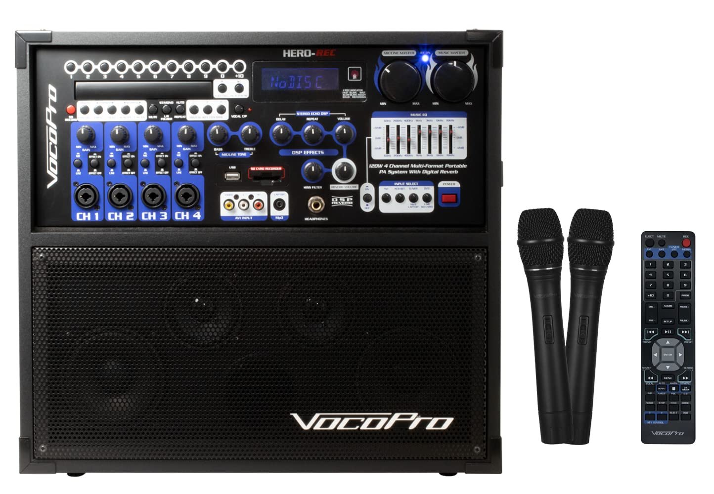 VocoPro, 4 Karaoke System-Portable, Black (Hero-REC-BT-4)