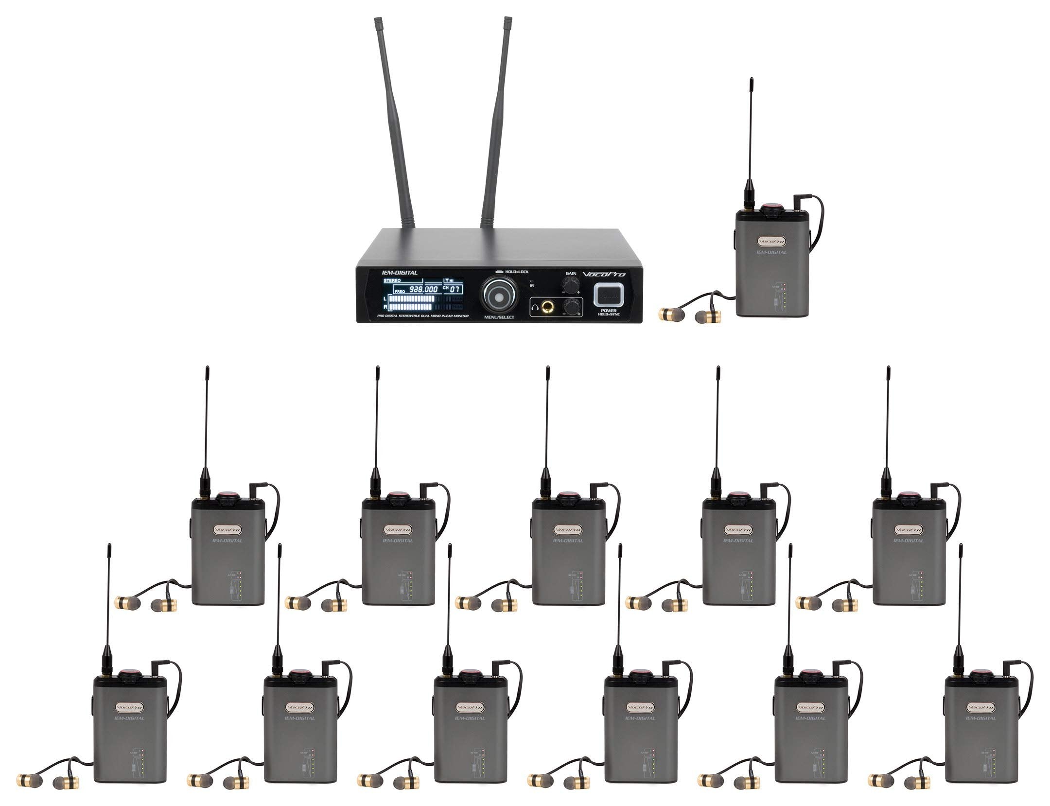 VocoPro IEM-DIGITAL-12 - Professional Digital Stereo/True Dual Mono In-Ear Monitor, Black