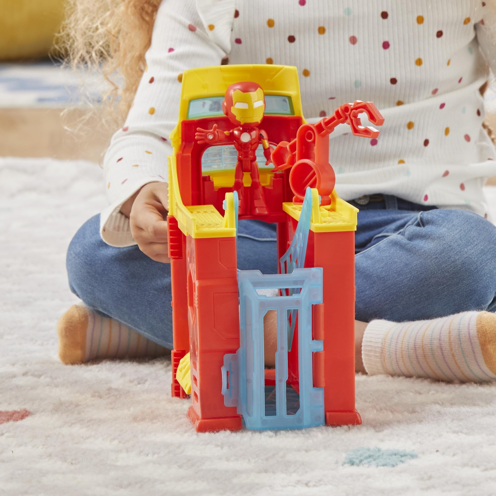 Spidey and his Amazing Friends Stark Tower Playset, Includes 4-Inch Iron Man Action Figure, Marvel Super Hero Toys for Kids 3 and Up