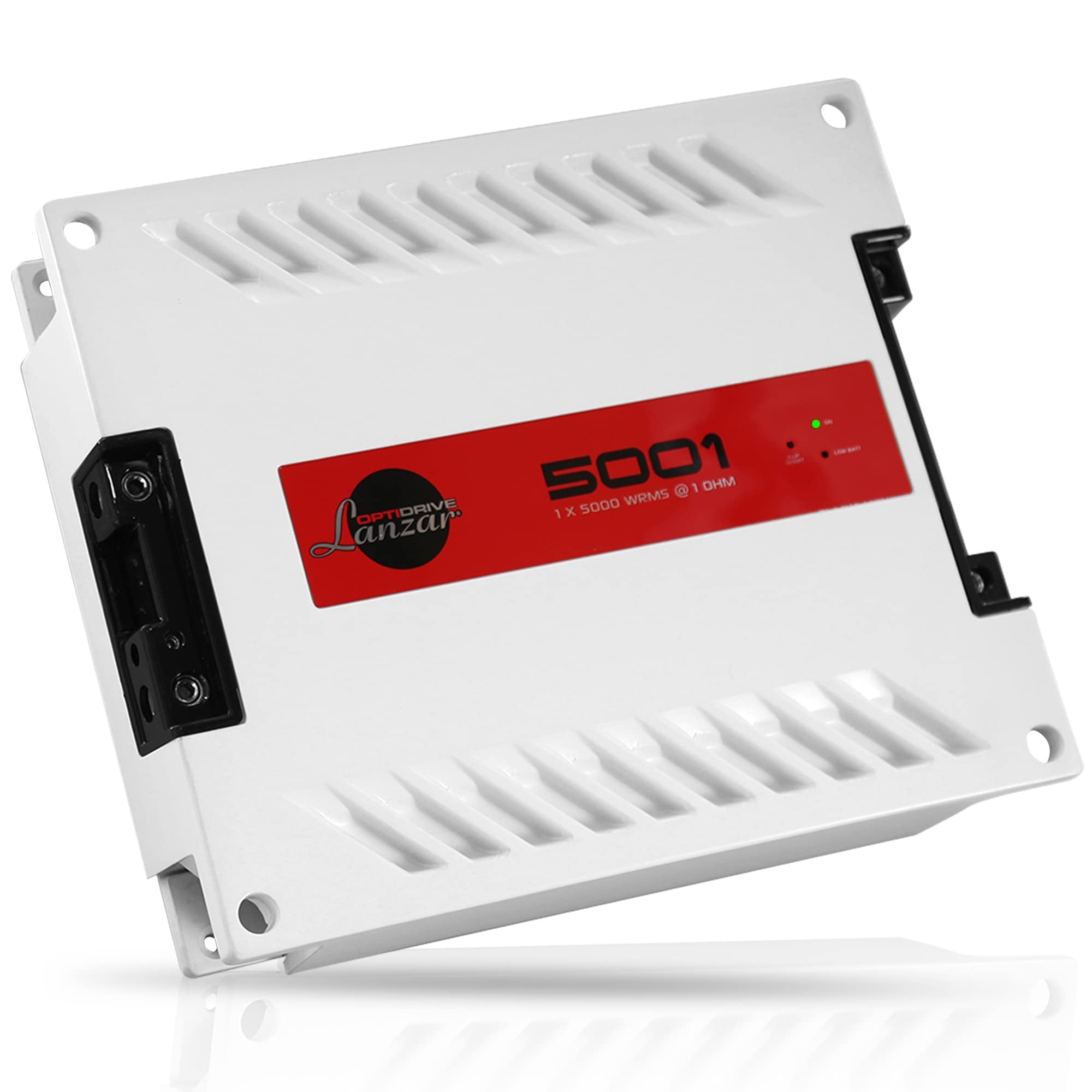 Jovial One Channel Car Audio Mono Amplifier, 6200 Watt Max @ 1 Ohm High-Powered Mono Car Amplifier with with Bass Boost High Pass Filter and Low Pass Filter, Cooling Fans, White