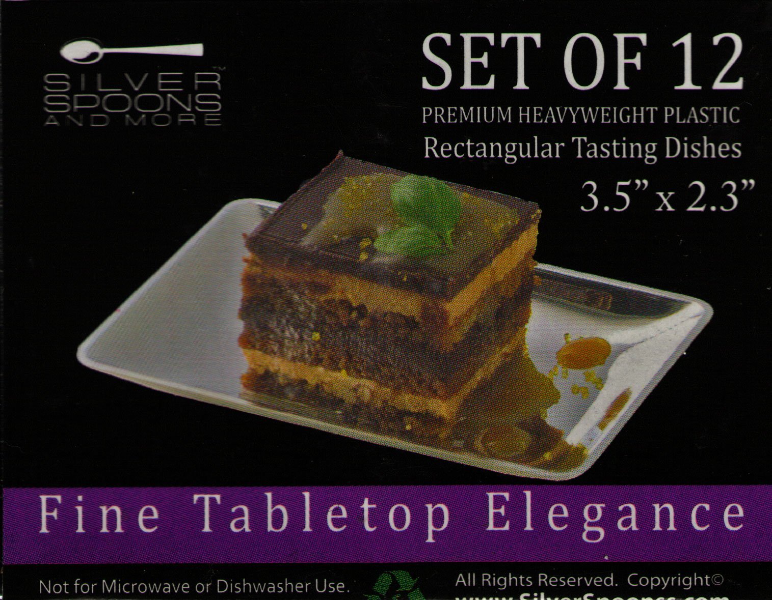 Set of 12 Rectangular Tasting Dishes Silver Plastic Dishes