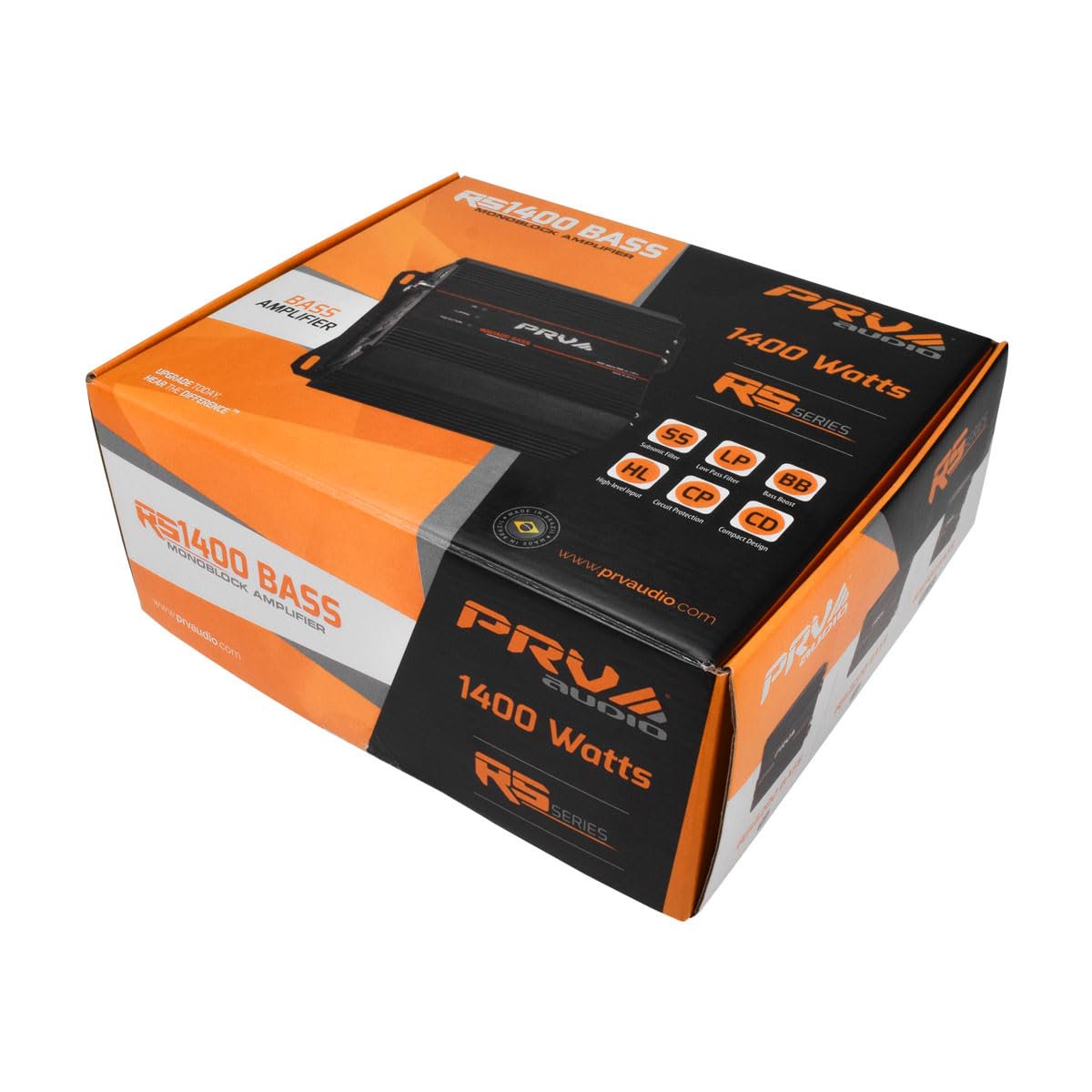 PRV Audio 1400 Watts Monoblock Class D Subwoofer Amplifier RS1400 BASS 1 Ohm – 12 Volts Car Amp, Built-in Crossover, Bass Boost, Smart Fans with Remote Sub Level Control Bass Knob Included