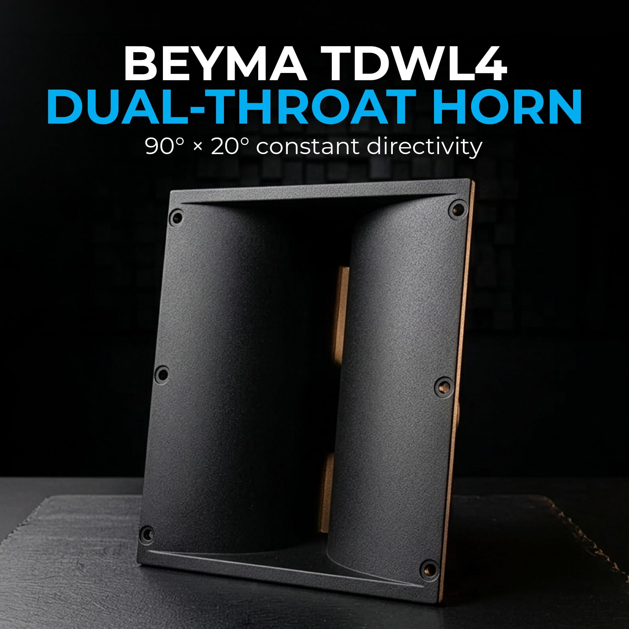 BEYMA TDWL4 90⁰x20⁰ Dual Throat Line Array Horn, 1" Waveguide for WL4 Drivers, Constant Directivity Speaker Horn, High Output Cast Aluminum Horn, Audio Component Flare