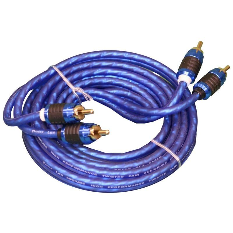 DEEJAY LED TBHRCA6MAJIMBE 6-feet RCA Audio Cable Stereo Male to Male Patch Cord Twisted Pair Construction & Metal Shielding Oxygen-Free Copper (OFC) for Home & Car Audio 2-Channel