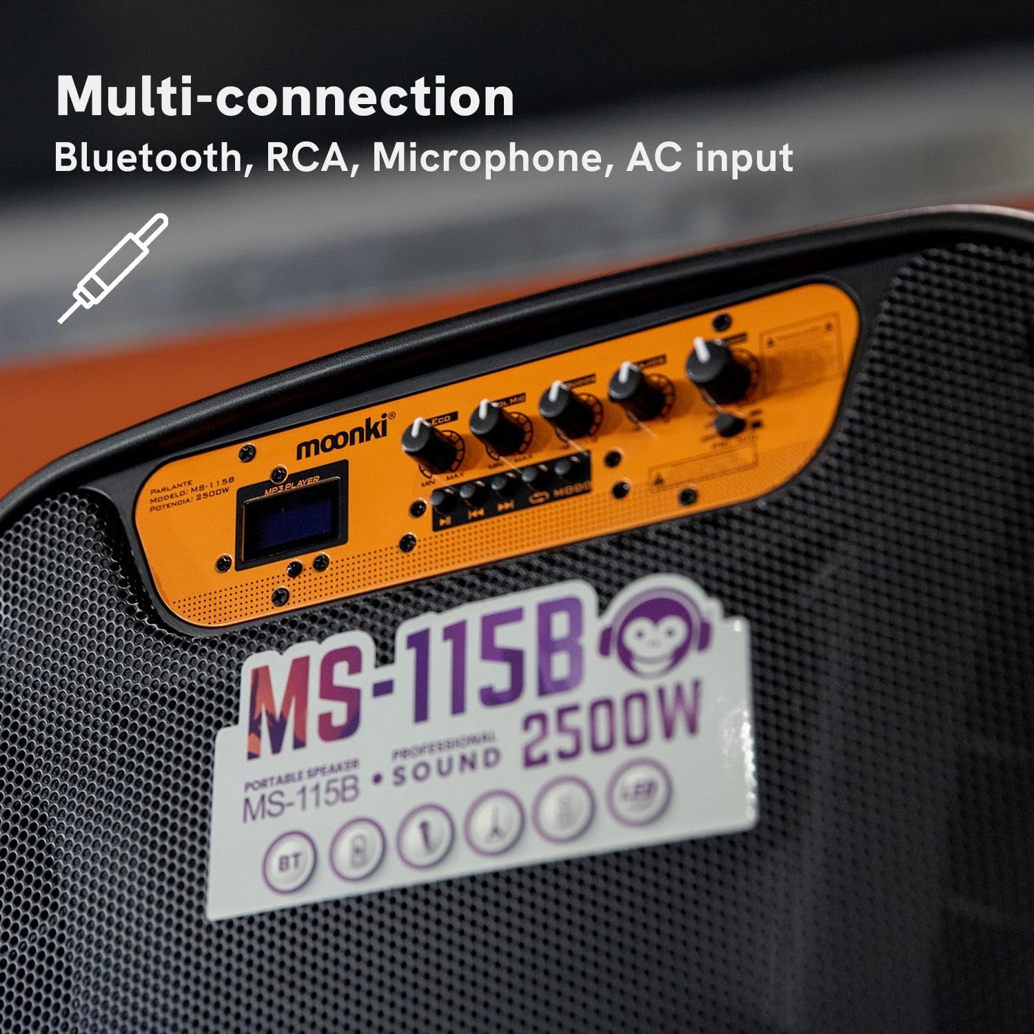 Moonki Sound MS-115B Active PA System Bluetooth Speaker with Microphone - Black