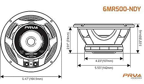 PRV AUDIO 6.5 Inch Midrange Speaker 6MR500-NDY 500 Watts 8 Ohm Neodymium Magnet, High Output Loudspeaker for PRO Audio & Car Audio (Single)